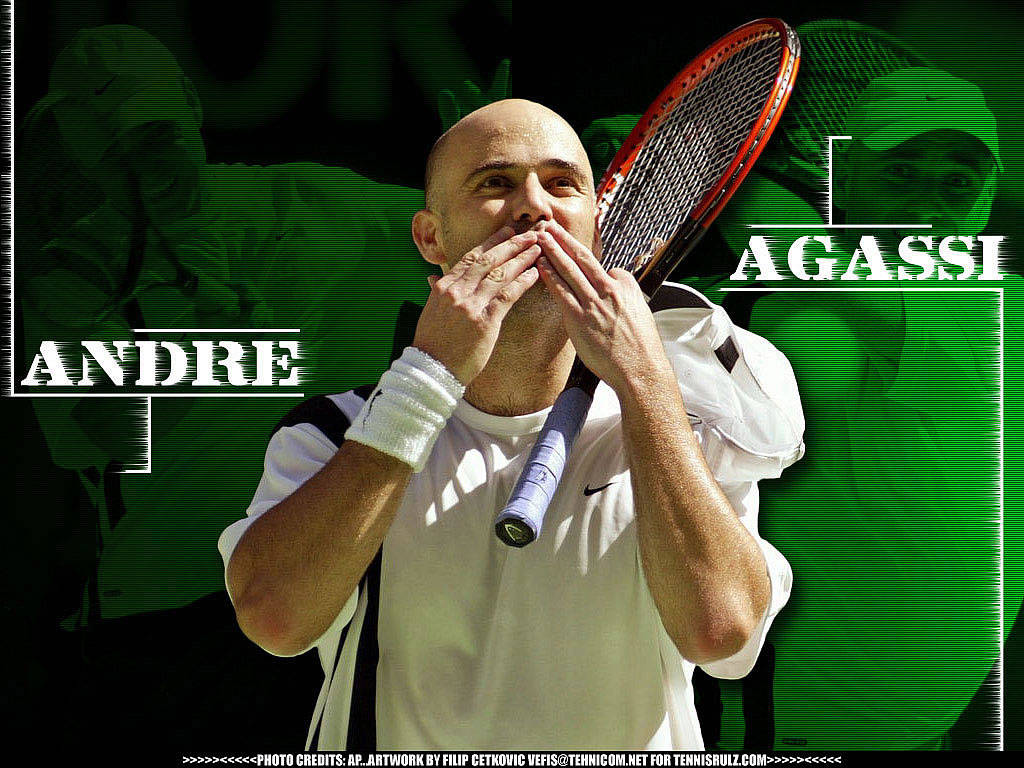 Tennis Icon Andre Agassi In Action