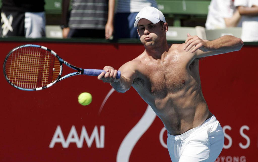 Tennis Icon Andy Roddick Shirtless Showing Fitness Level Background