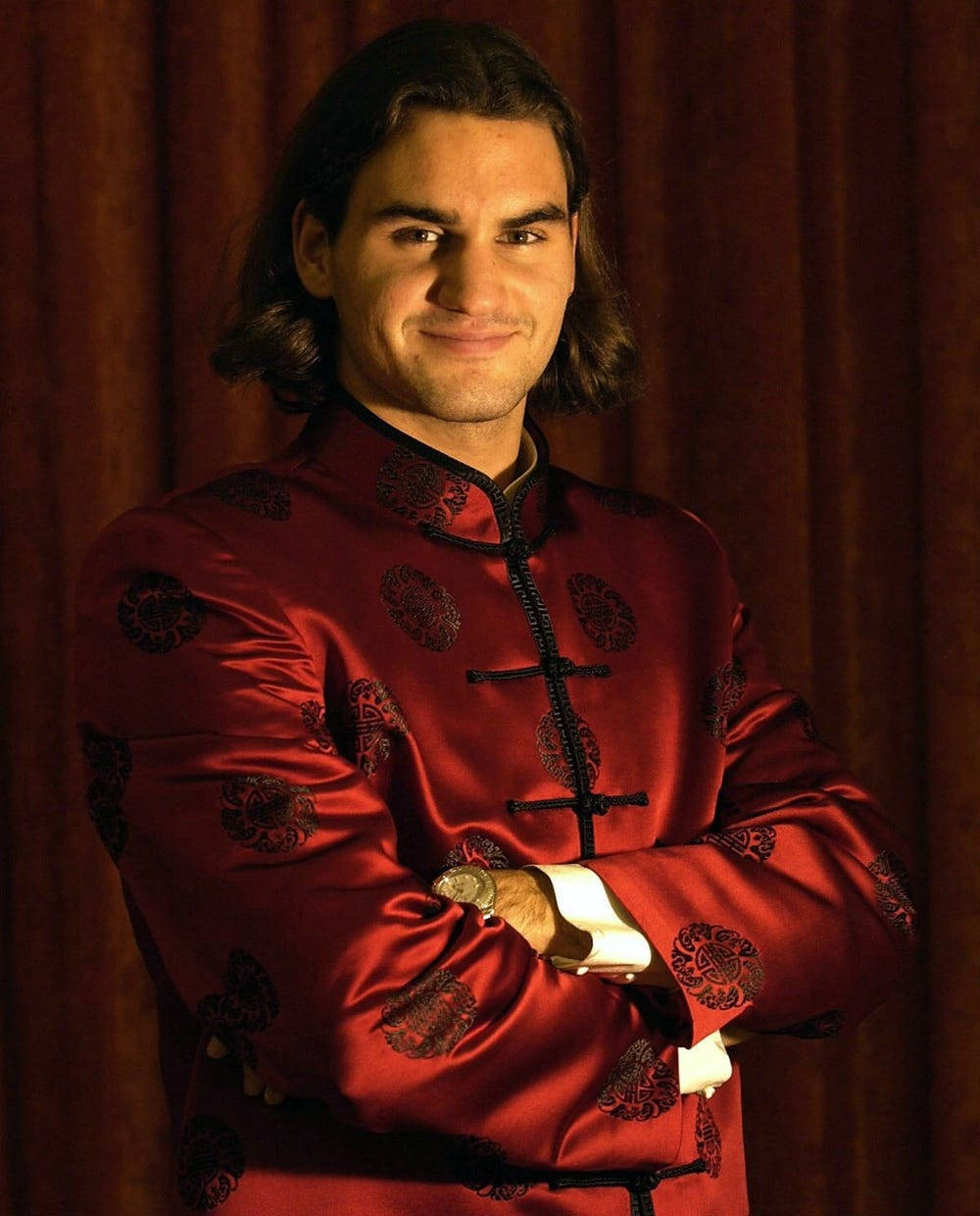 Tennis Icon Roger Federer In A Chinese Outfit Background