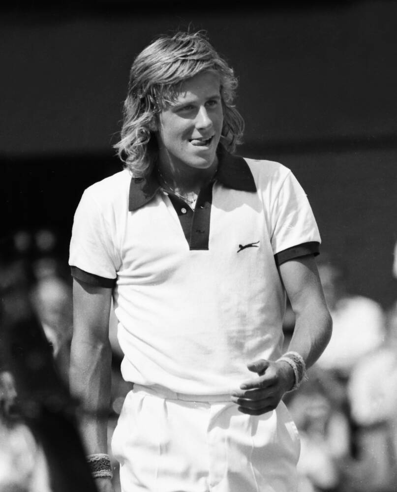 Tennis Legend Björn Borg In Action At 1973 Men's Wimbledon Championships Background