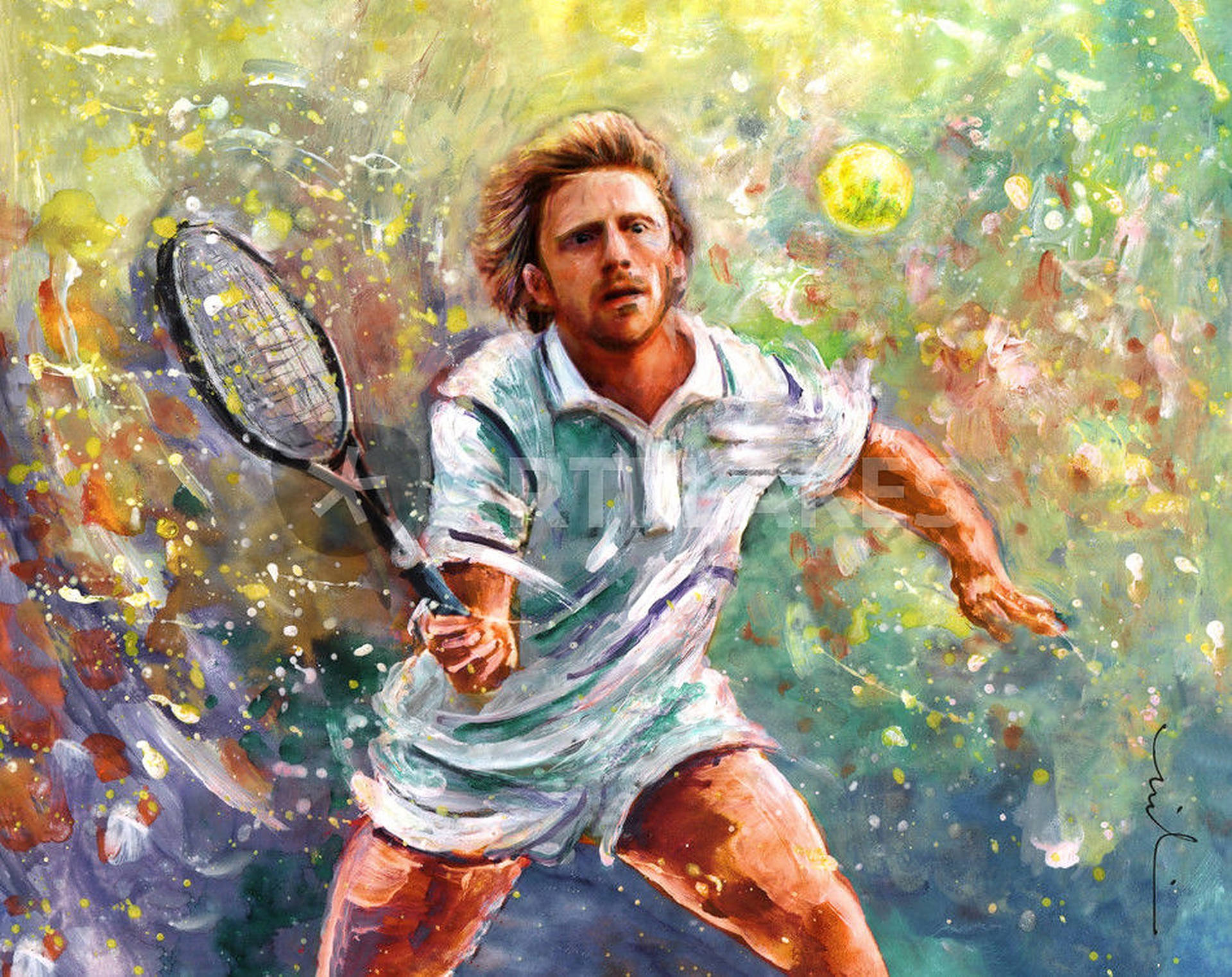 Tennis Legend Boris Becker's Powerful Forehand Background