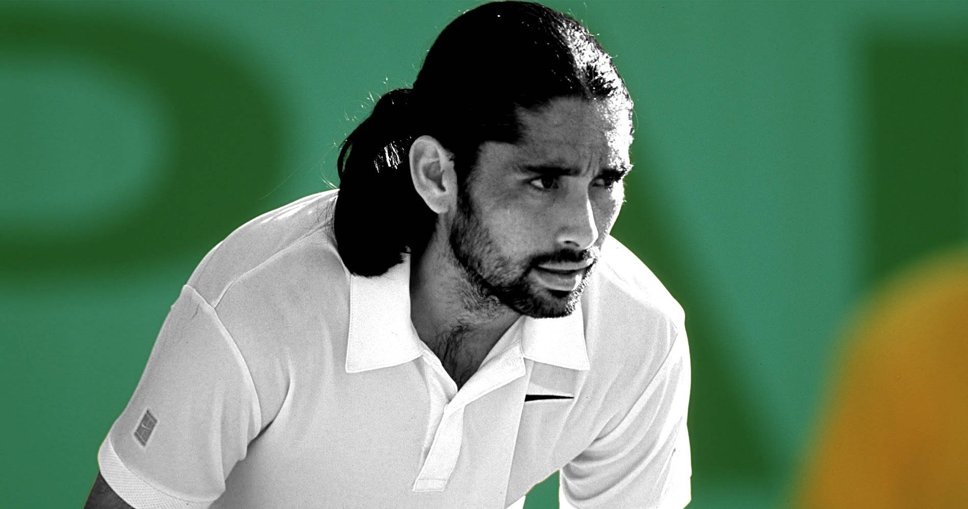 Tennis Legend Marcelo Rios In Grayscale Background