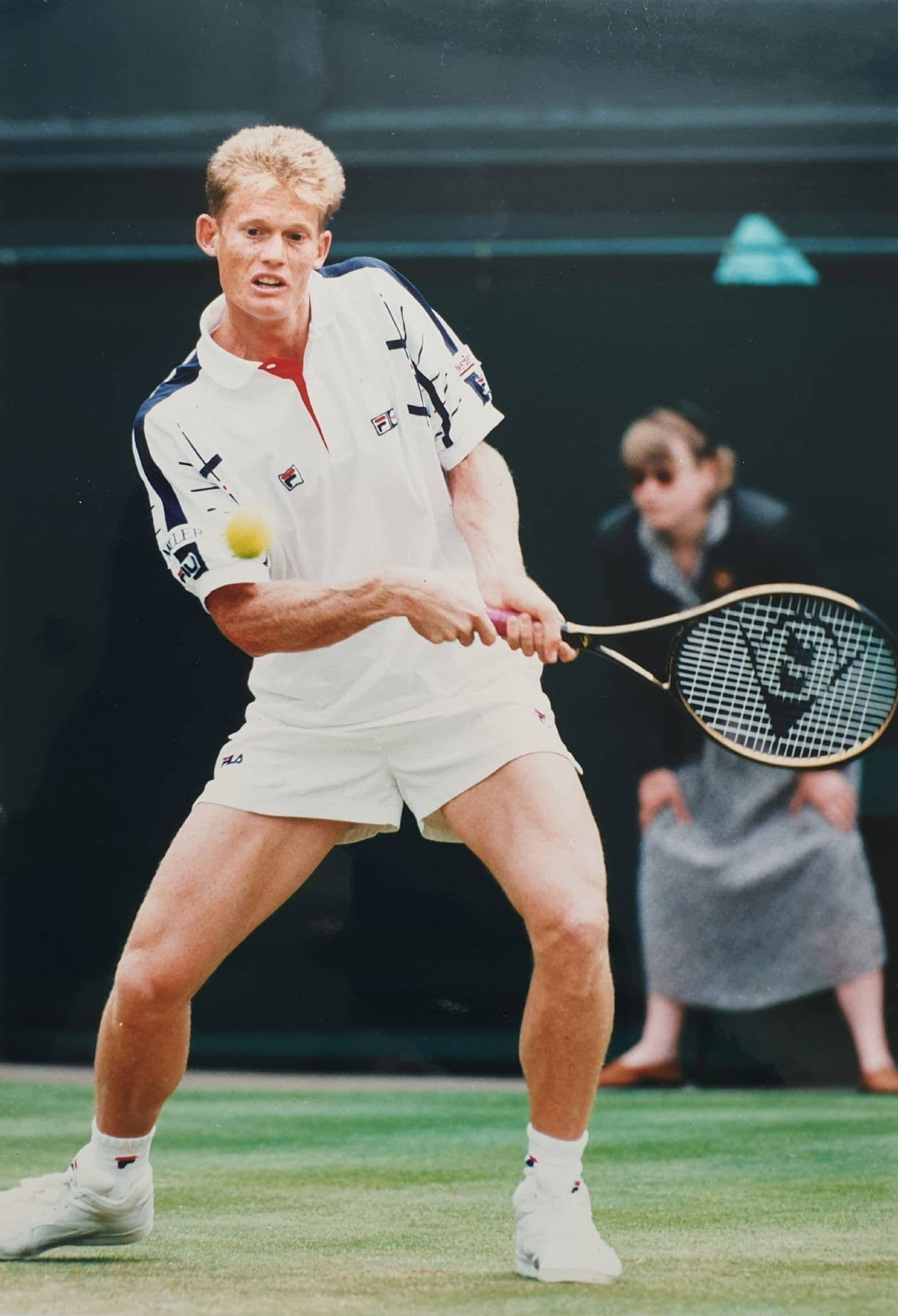 Tennis Legend Wayne Ferreira Executing A Backhand Stroke