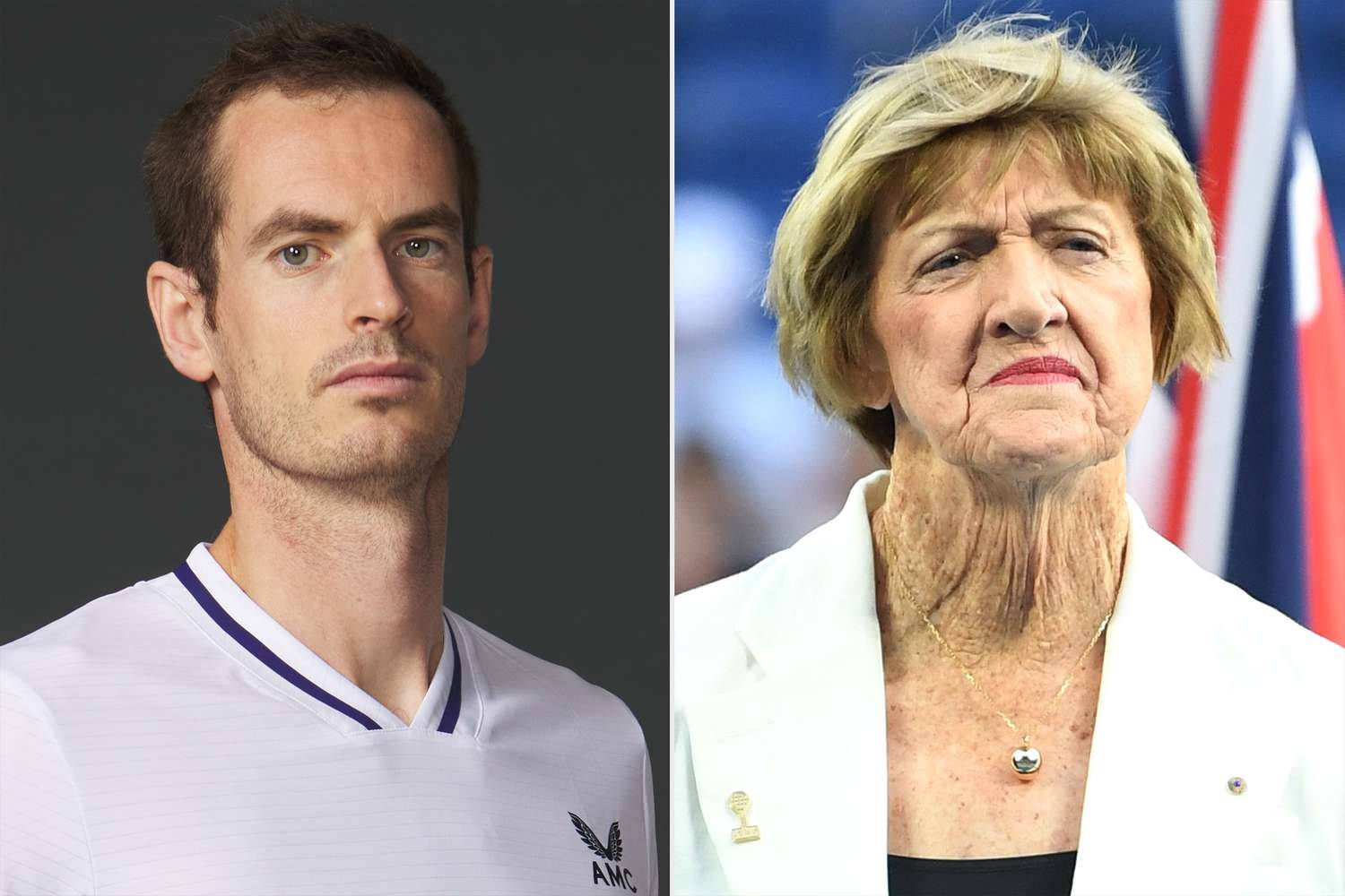 Tennis Legends Andy Murray And Margaret Court In A Candid Moment Background