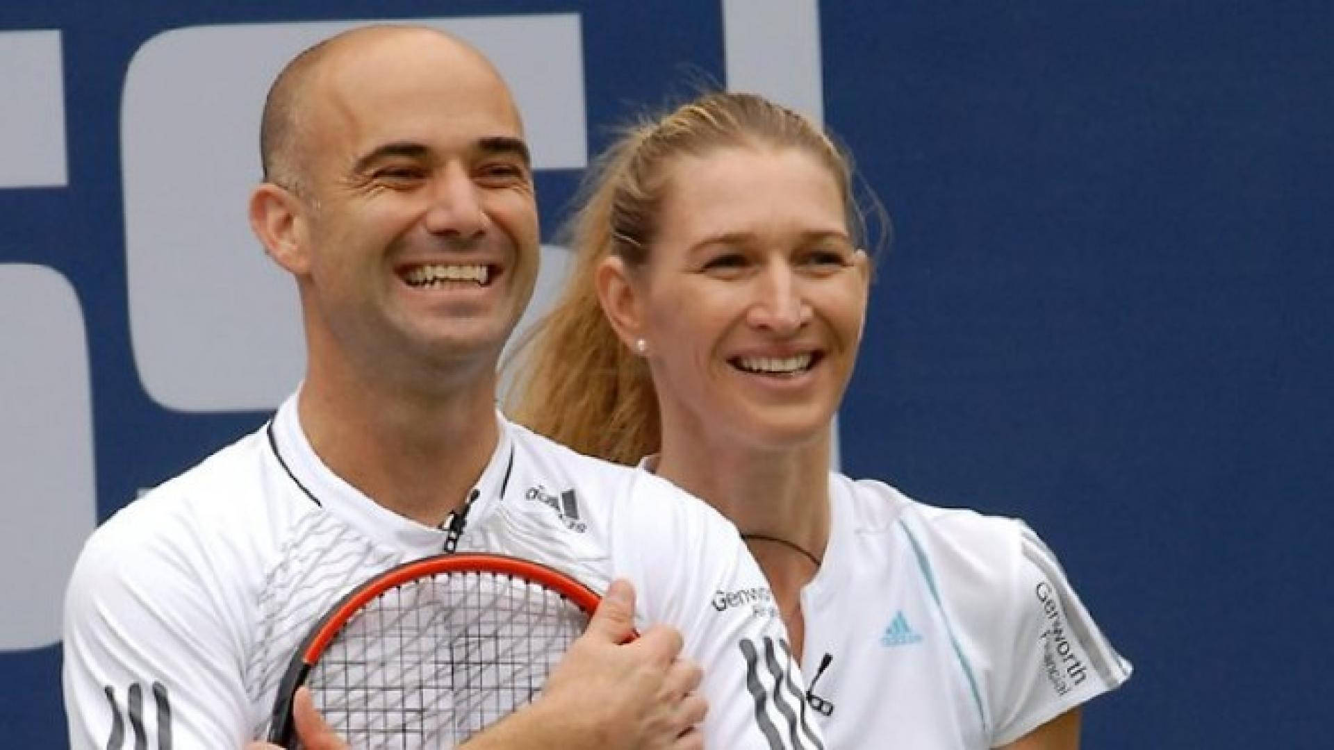 Tennis Legends Steffi Graf And Andre Agassi Together Background