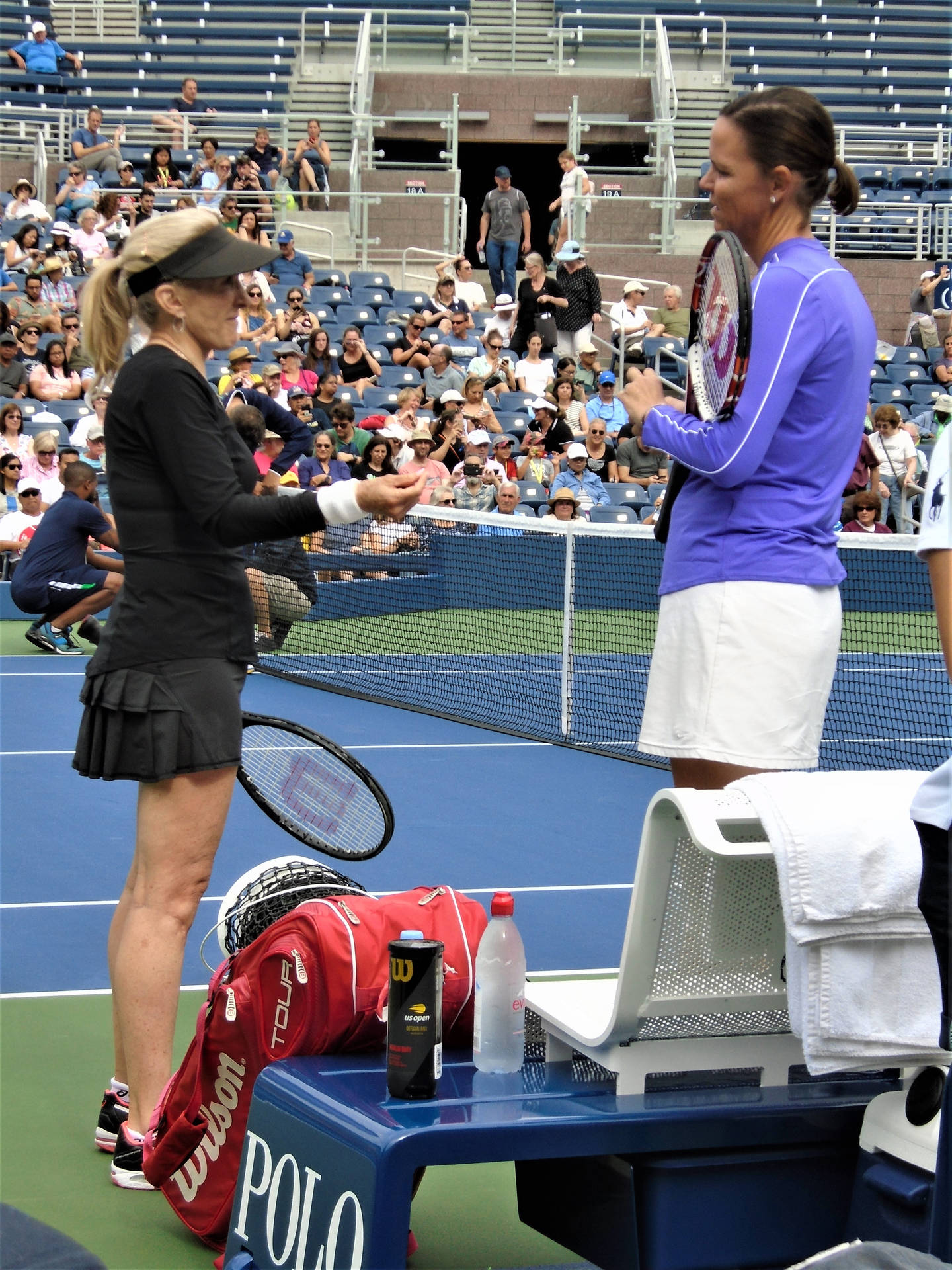 Tennis Legends Tracy Austin And Lindsay Davenport In Game Background