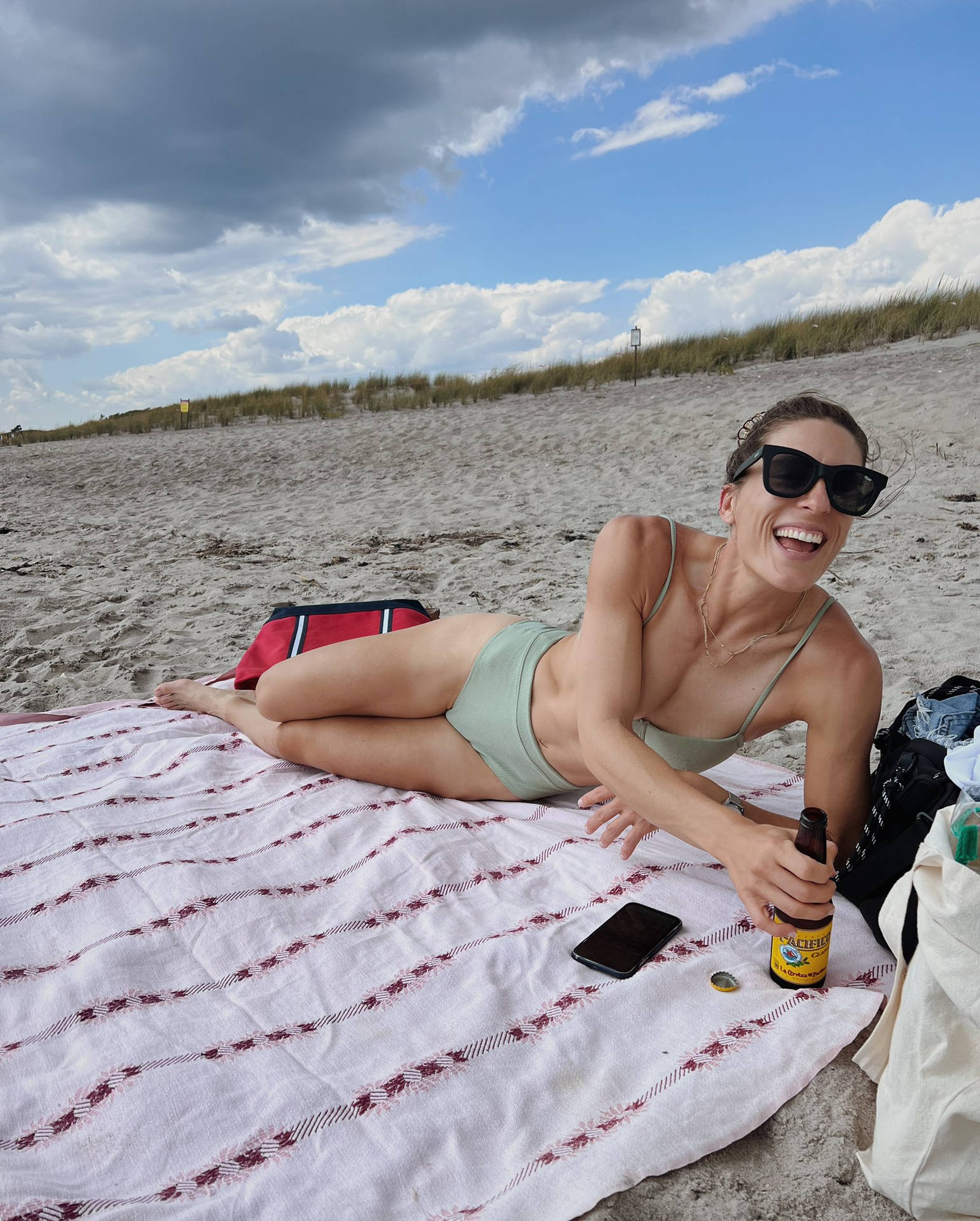 Tennis Player Andrea Petkovic On Beach Background