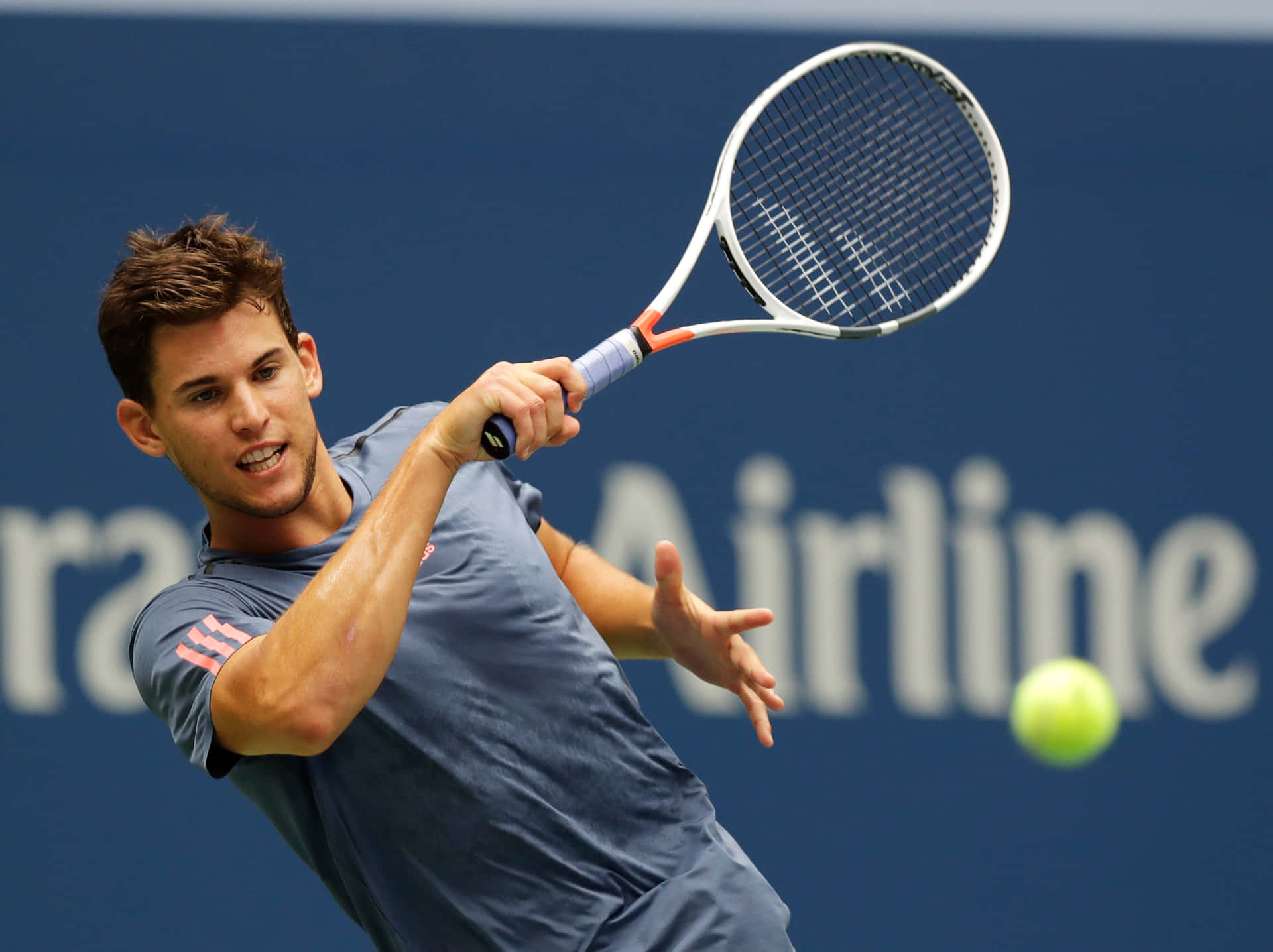 Tennis Player Backhand Action Shot Background