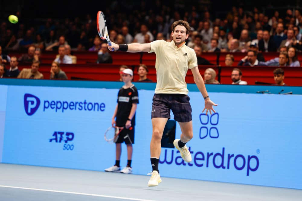 Tennis Player Forehand Action Shot Background