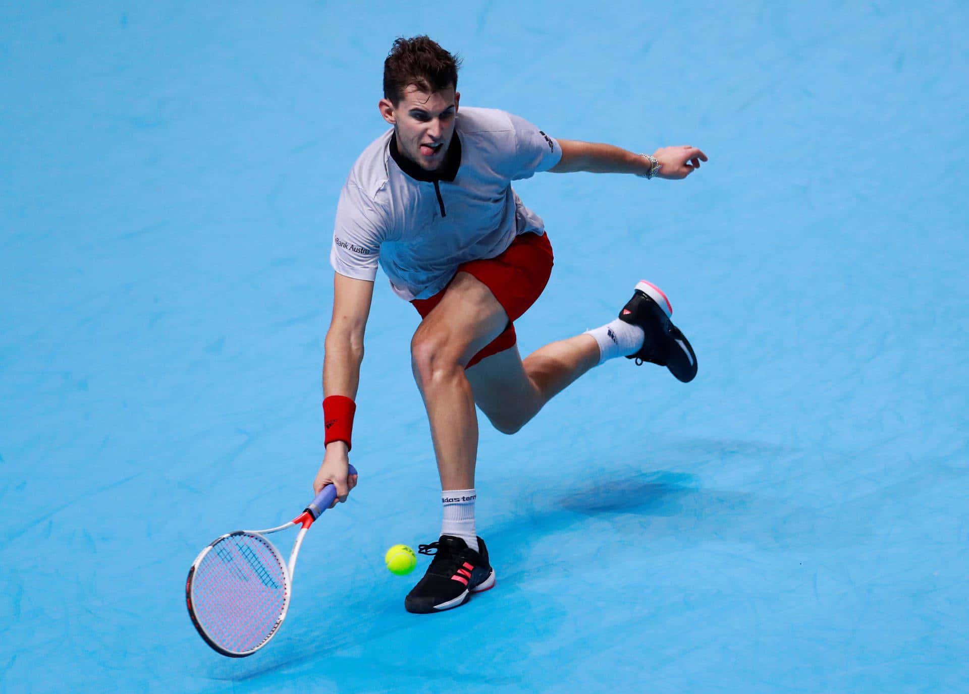 Tennis Player Intense Forehand Shot Background