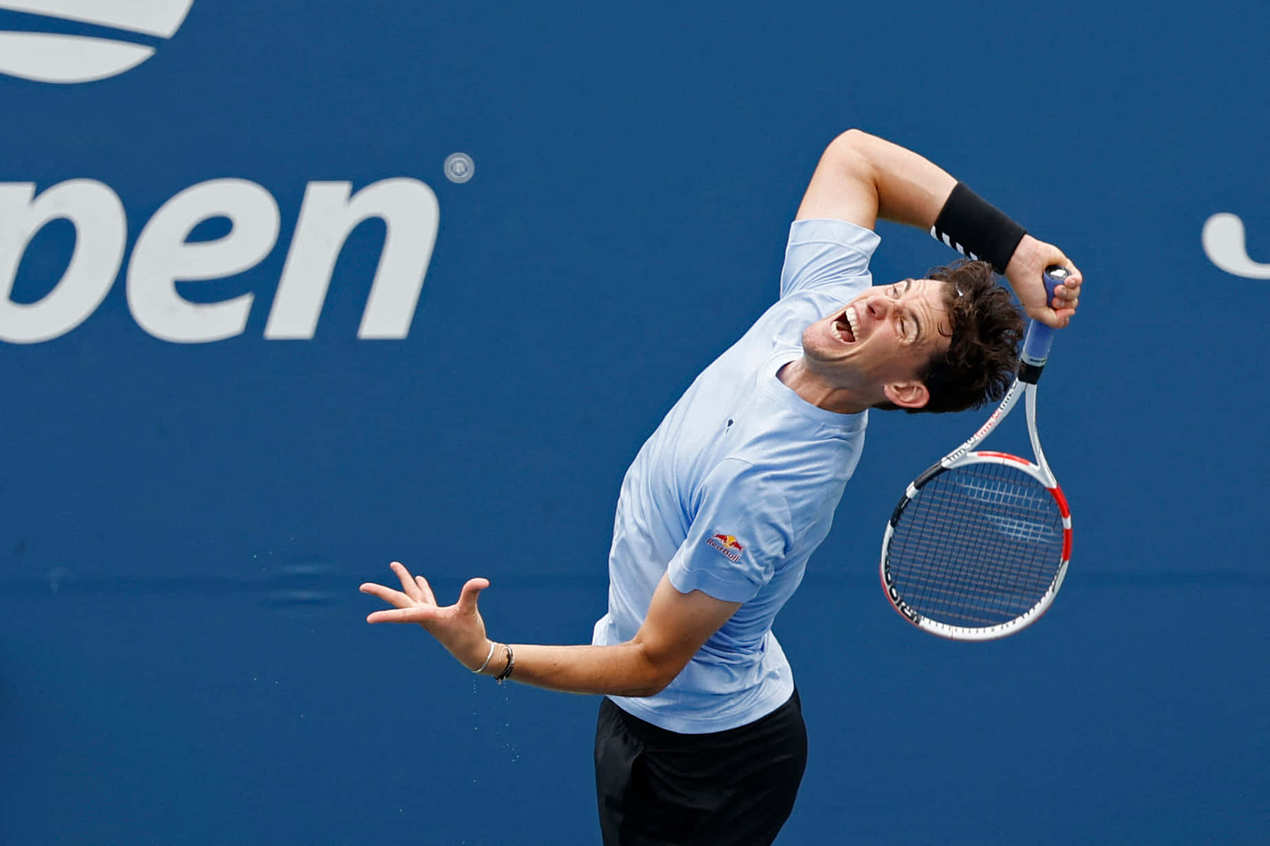 Tennis Player Powerful Serve Motion Background
