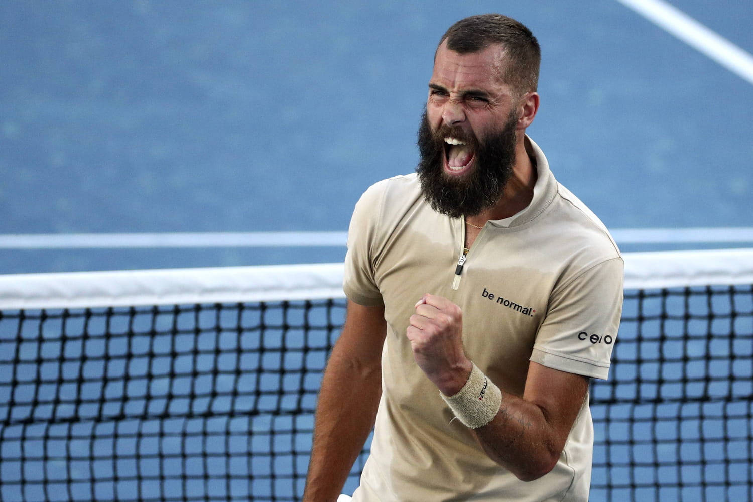 Tennis Pro, Benoit Paire, In Victory Fist Pump Background