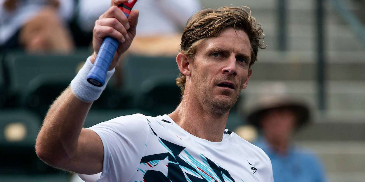 Tennis Prodigy Kevin Anderson During A High-stakes Match. Background