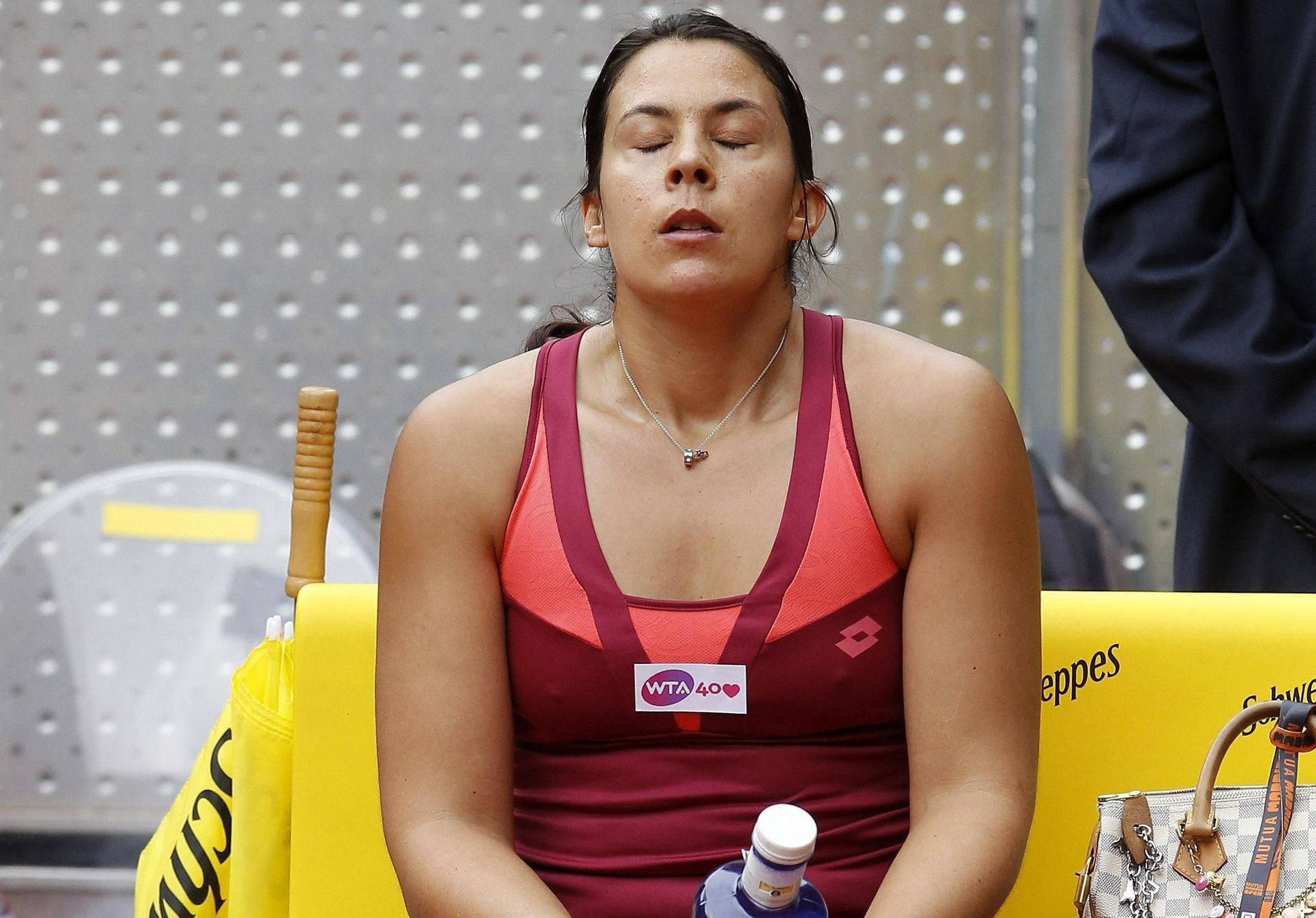 Tennis Professional Marion Bartoli Showing Dismay In Game Background