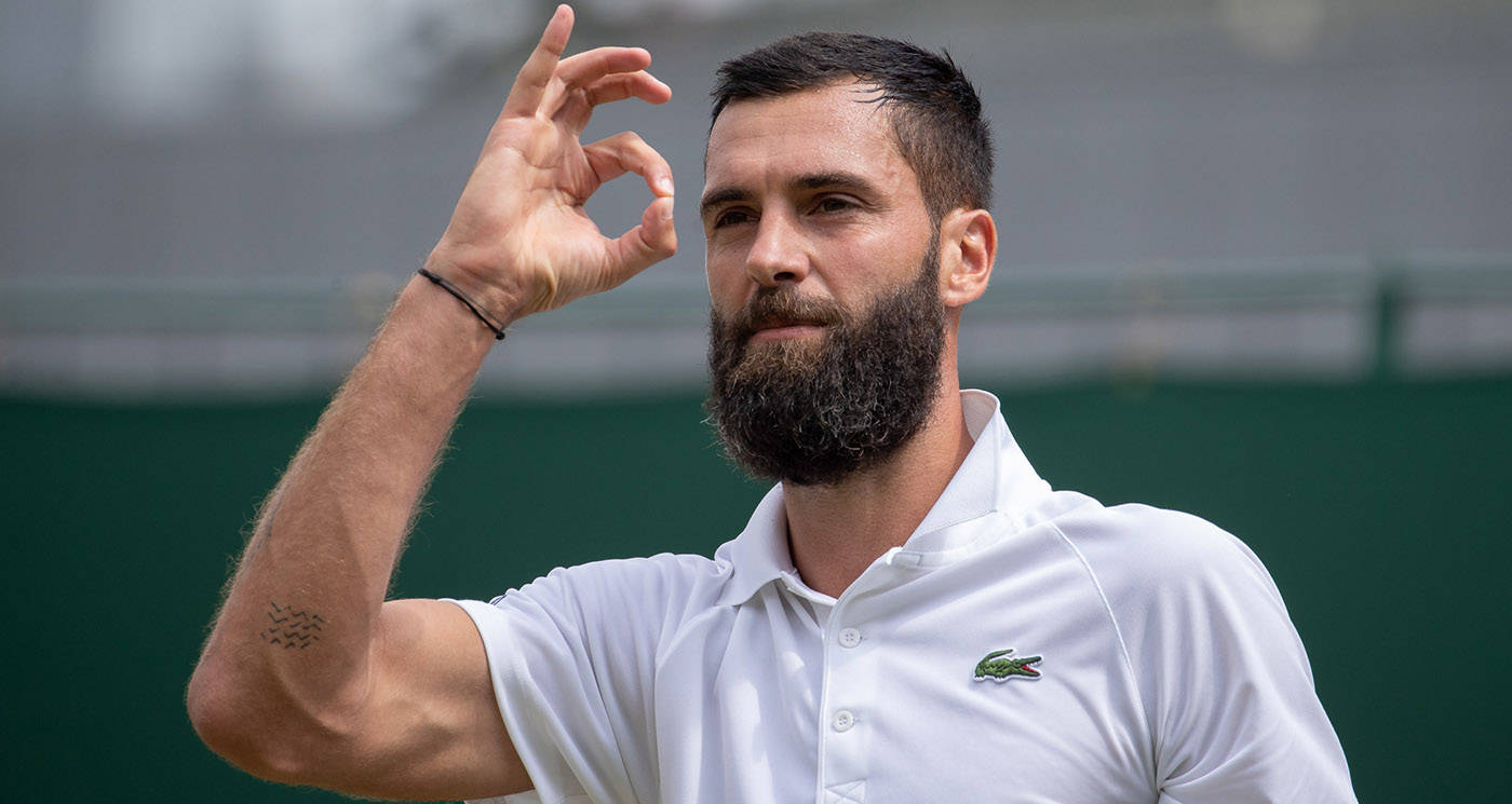 Tennis Star Benoit Paire Flashing An Ok Sign Background