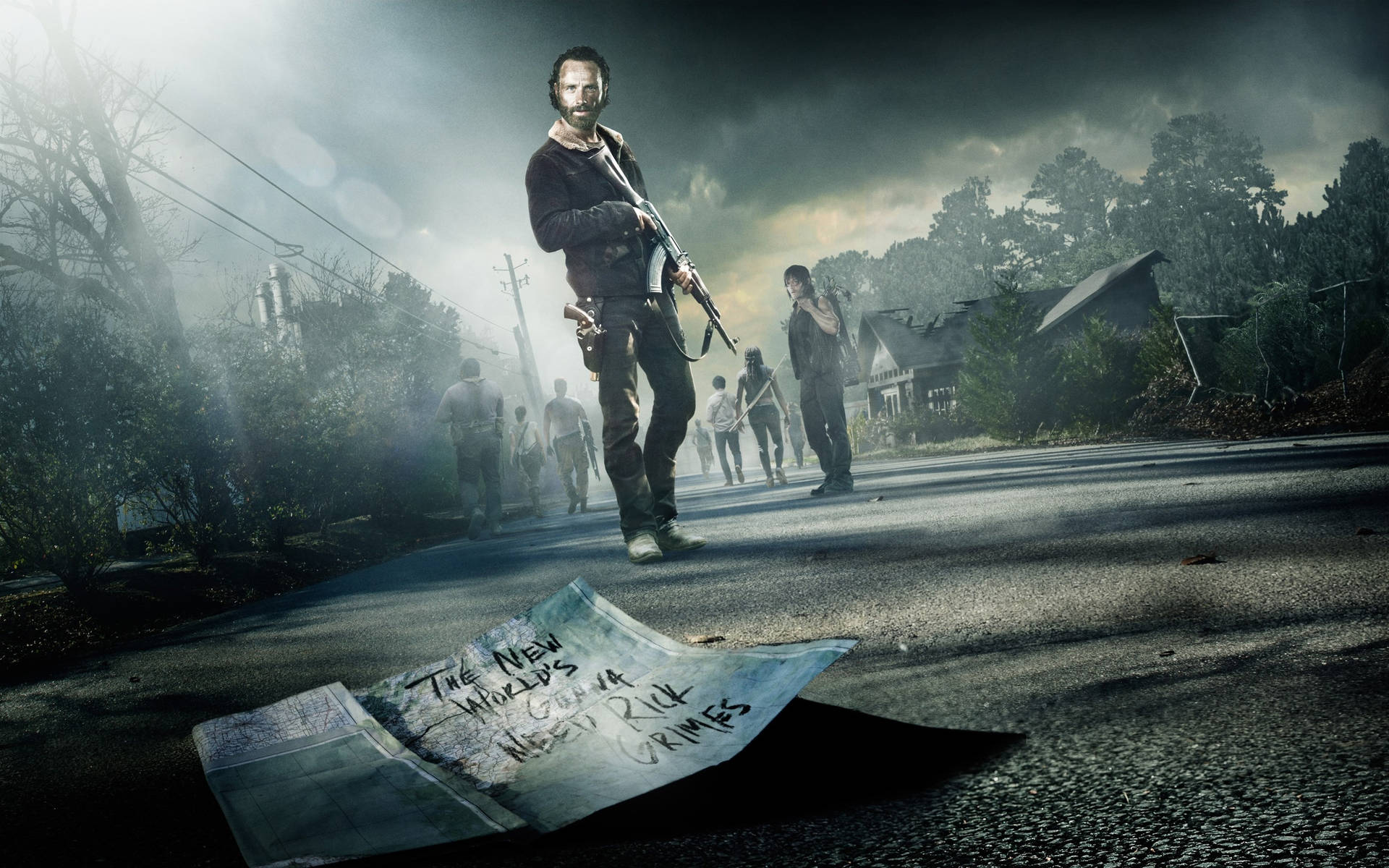 Tense Moment In The Walking Dead With A Mysterious Note On The Ground Background