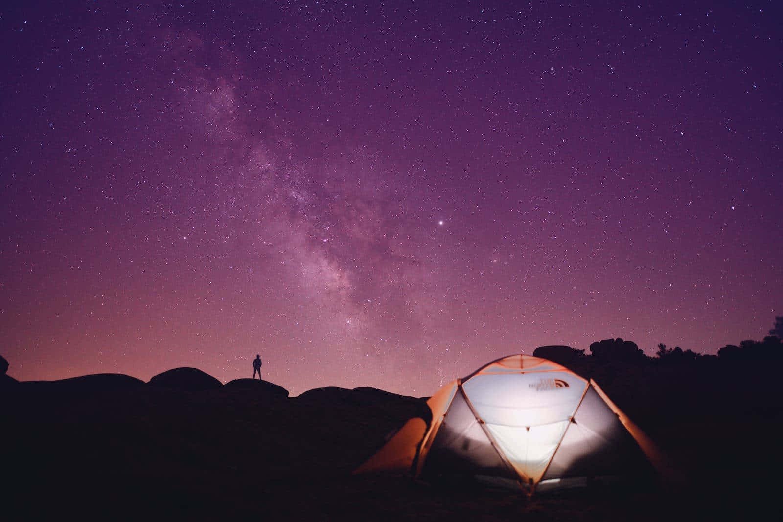 Tent Starry Violet Sky Background