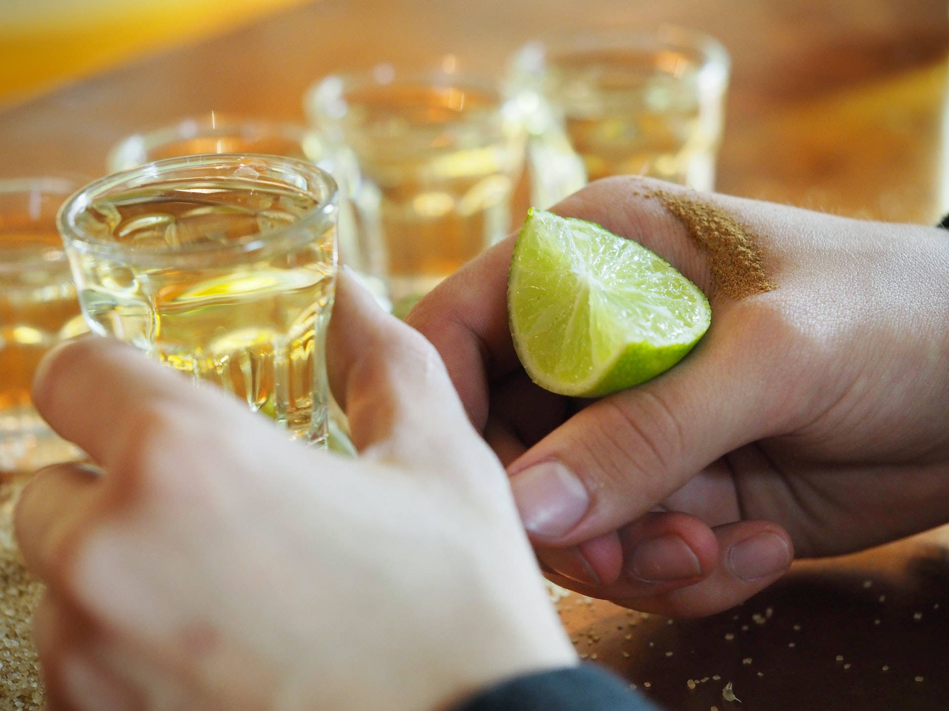 Tequila Alcohol Drinks With Lime Background