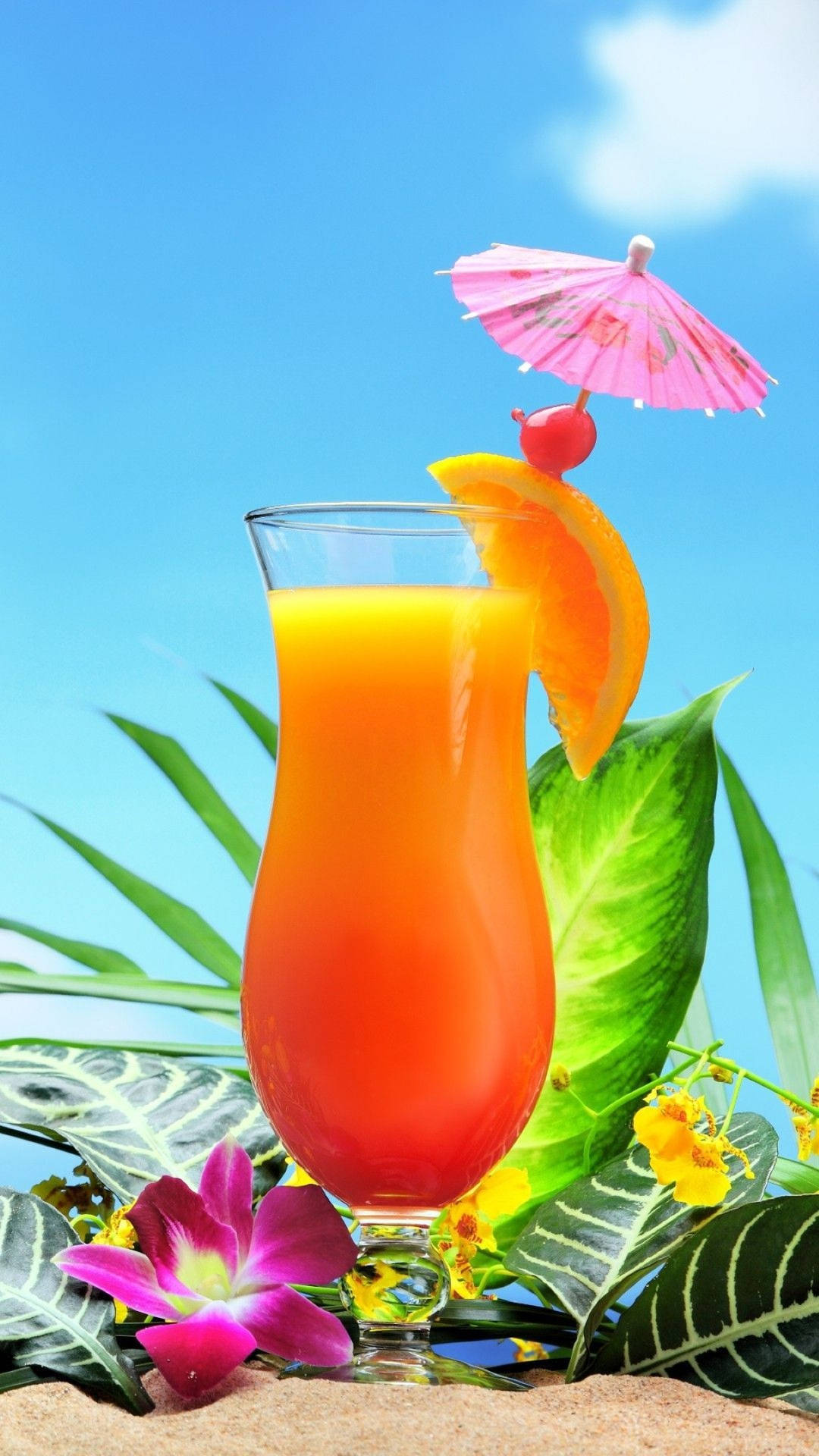 Tequila Sunrise Tropical Drink Background