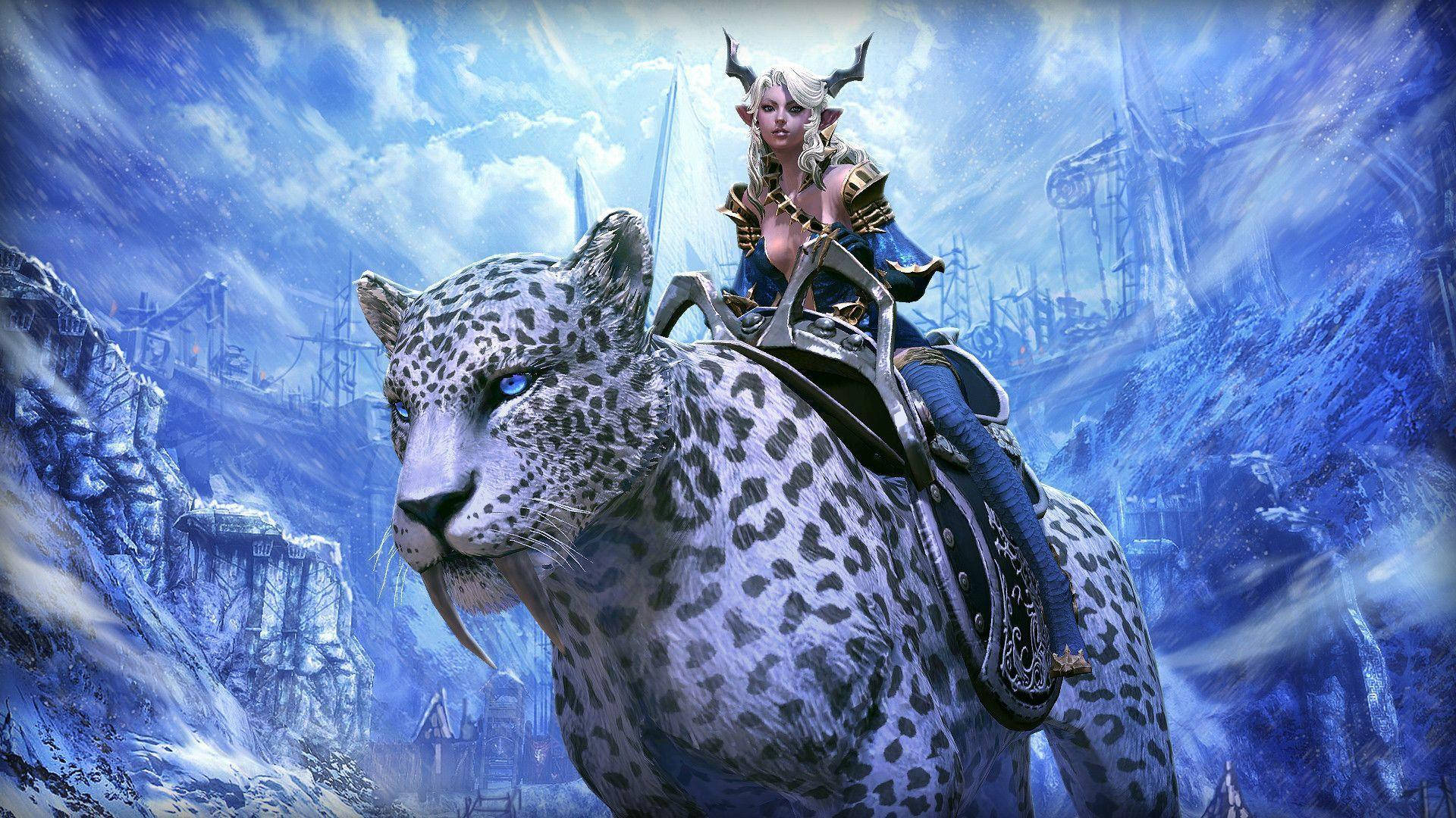 Tera Beautiful Warrior In Blue Background