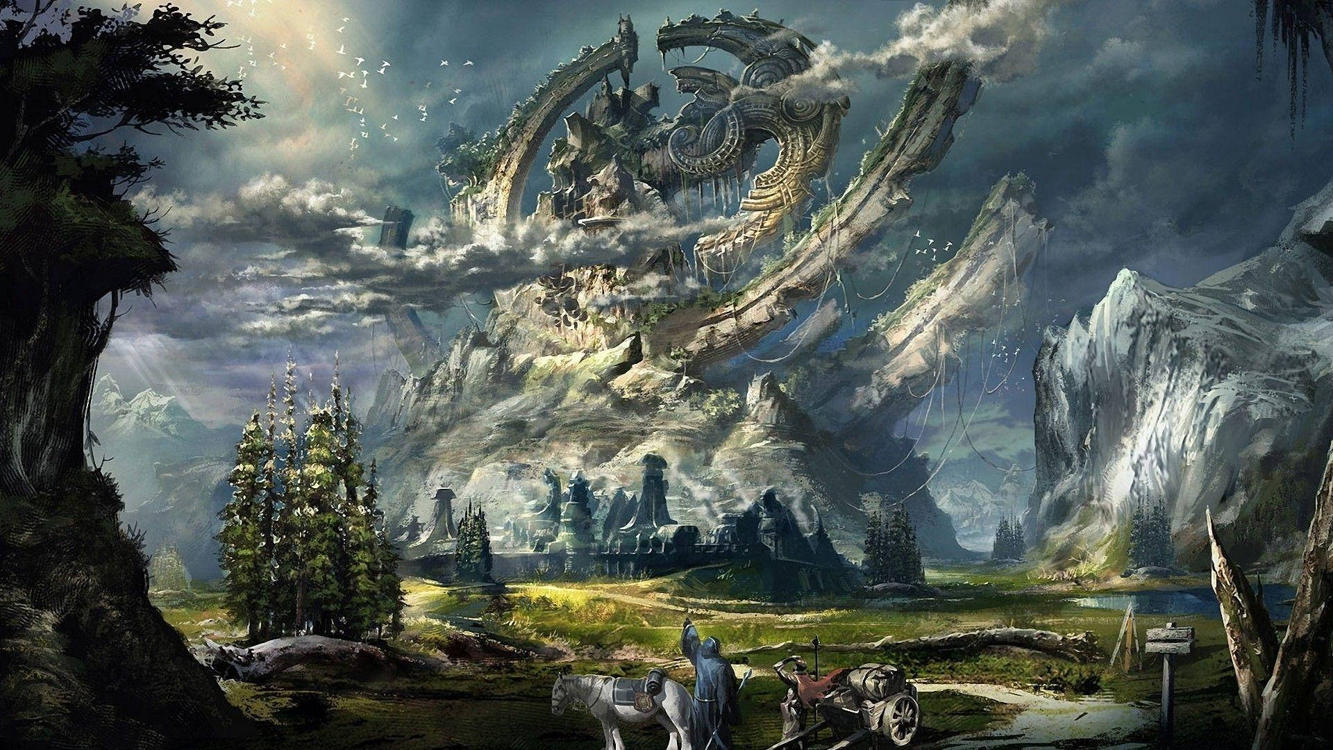 Tera Magical Kingdom In Clouds Background