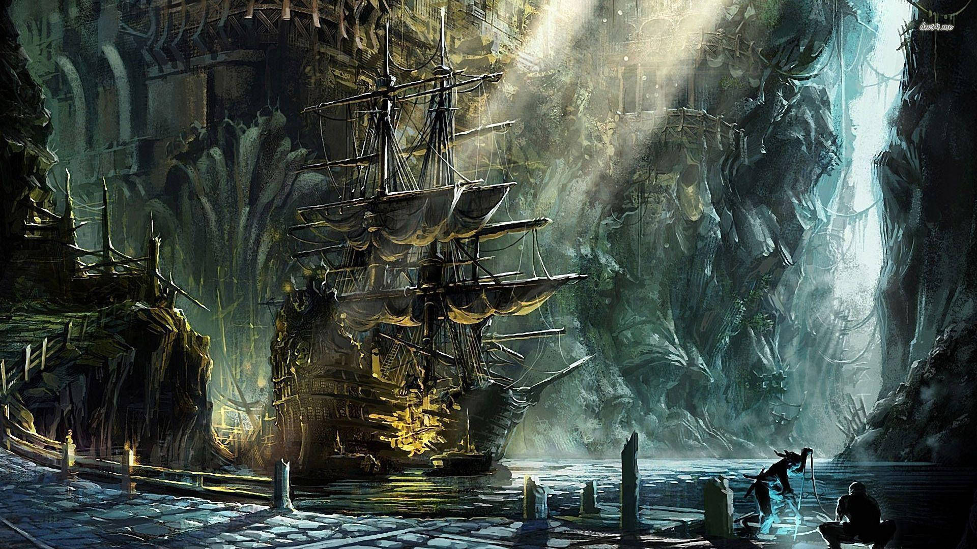 Tera Pirate Ship In Harbor