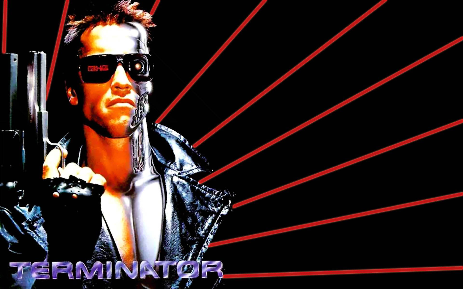 Terminator Holding A Gun Background