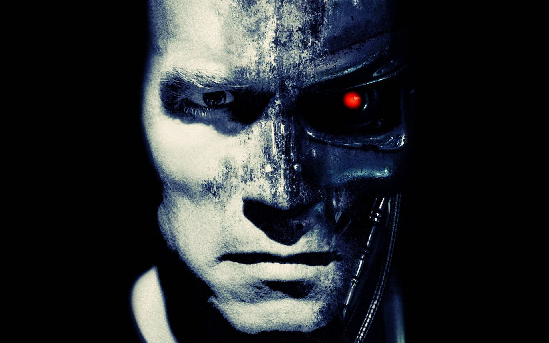Terminator Robot Half Face Background