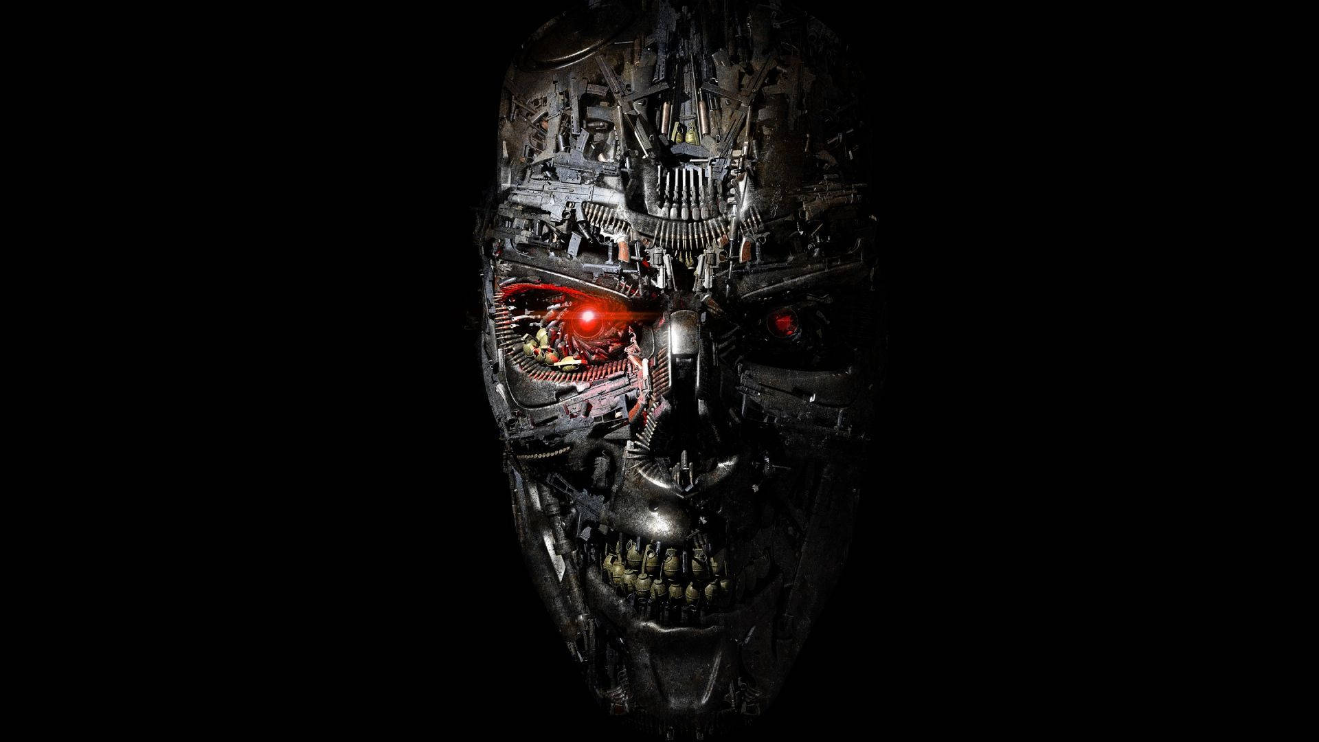 Terminator Terrifying Metal Robot Background