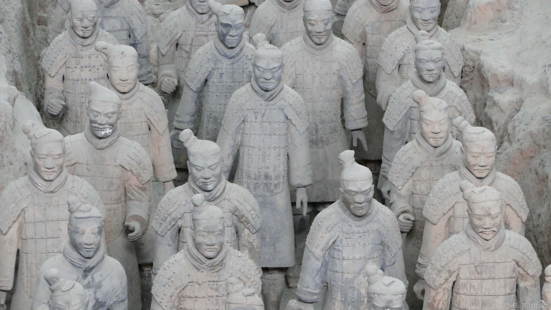 Terracotta Warriors Historic Chinese Sculptures Background