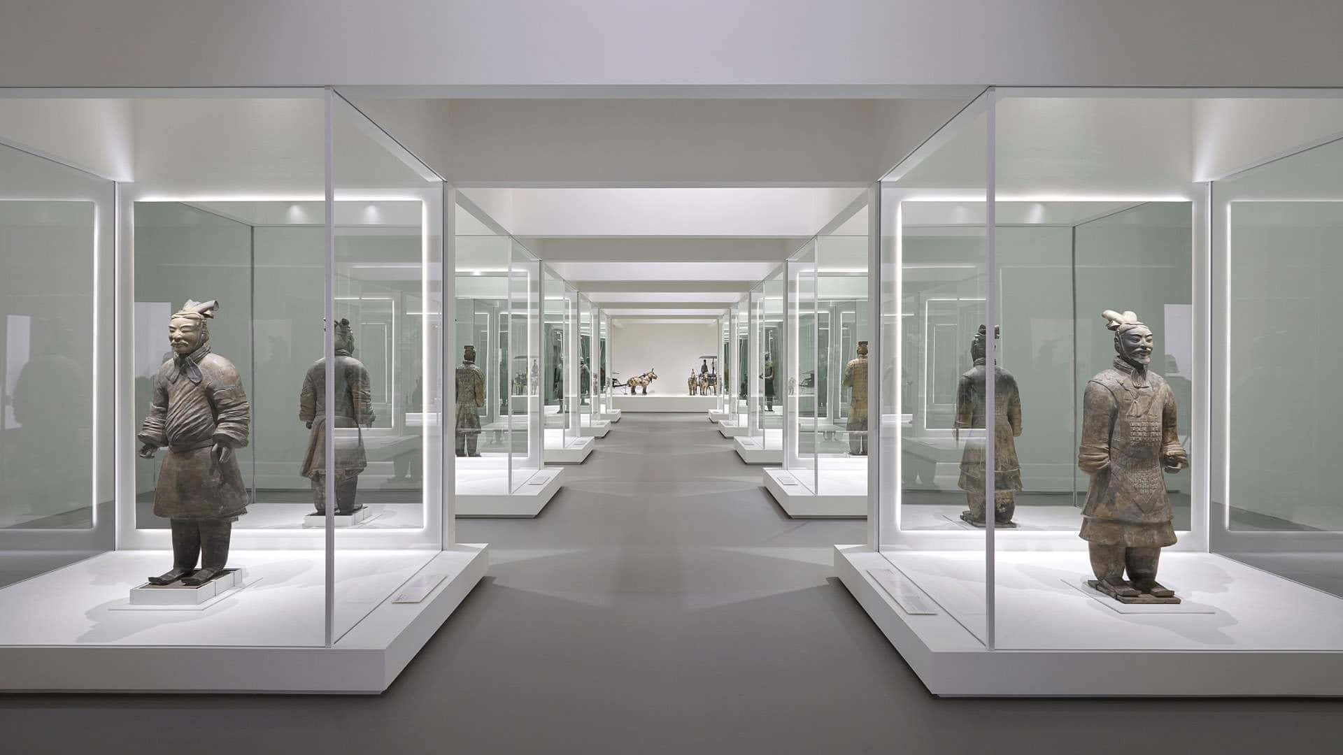 Terracotta Warriors Museum Sculpture Display Background