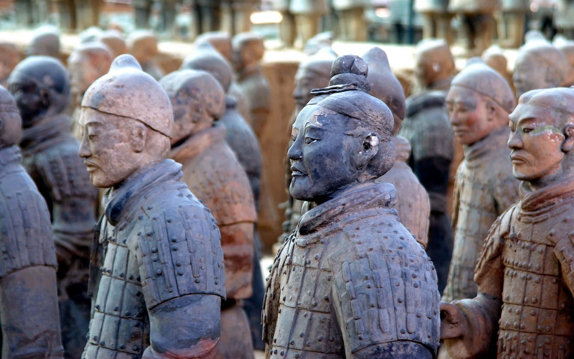Terracotta Warriors Sculpture Display Outdoor Background