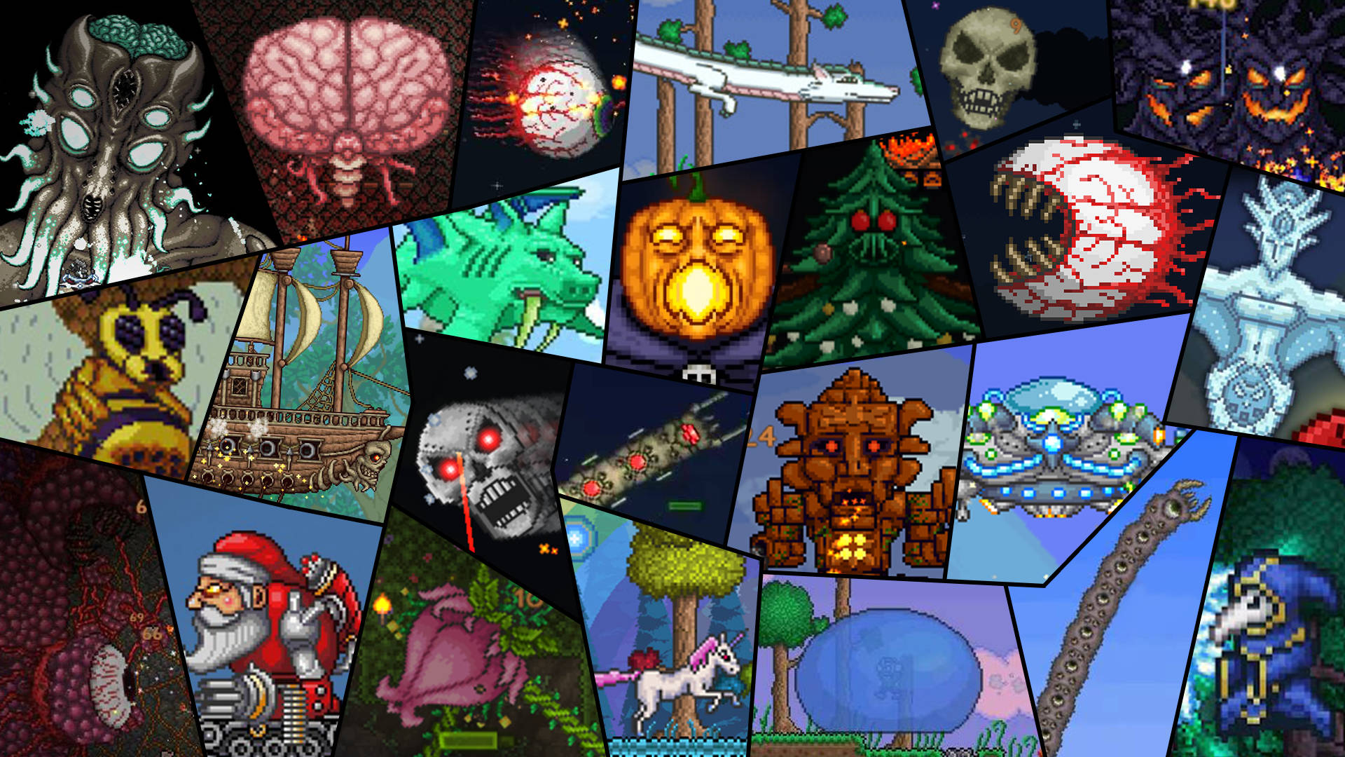 Terraria Moon Lord Collage Background