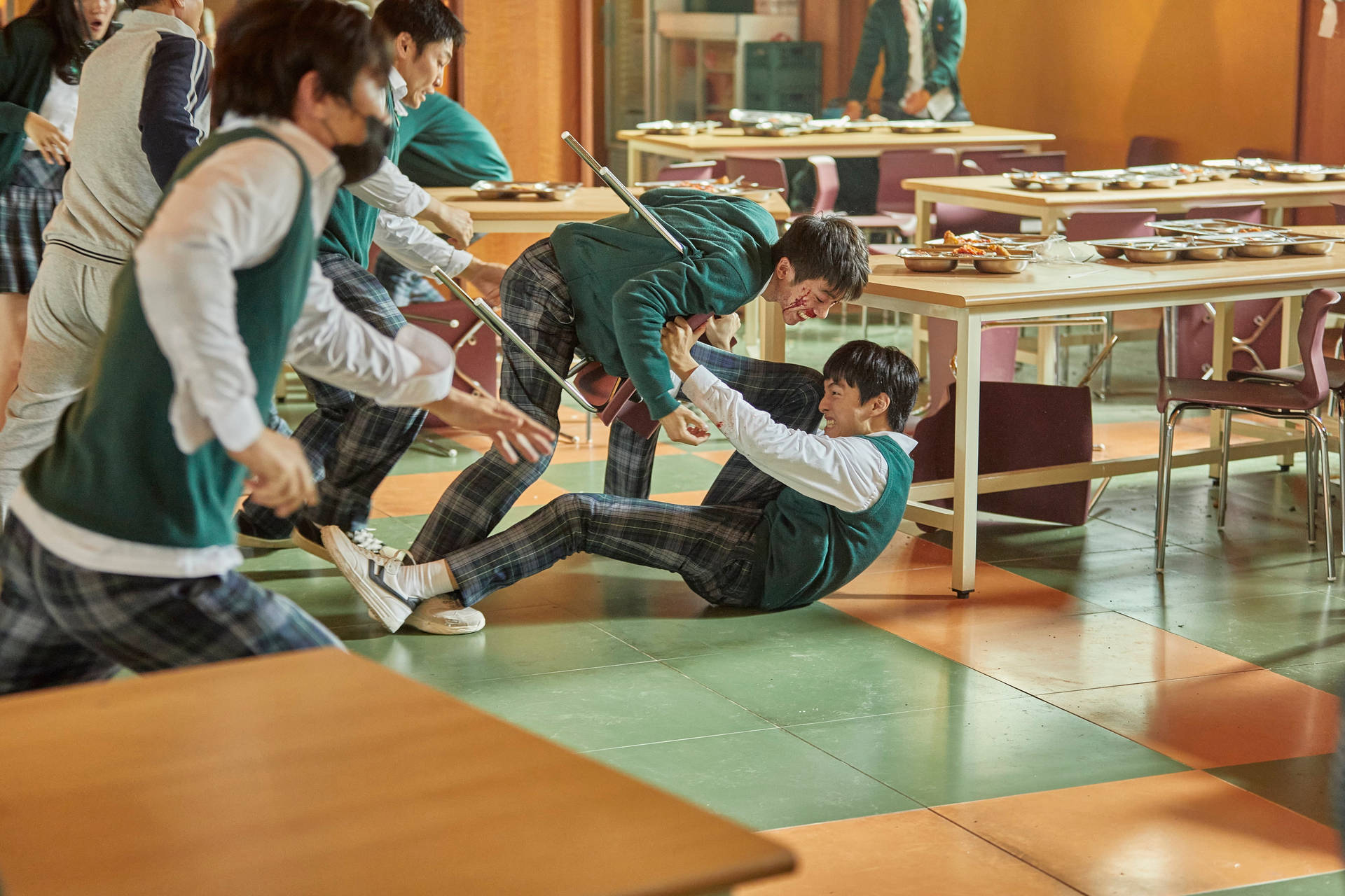 Terrifying Classroom Attack Scene From 'all Of Us Are Dead' Background