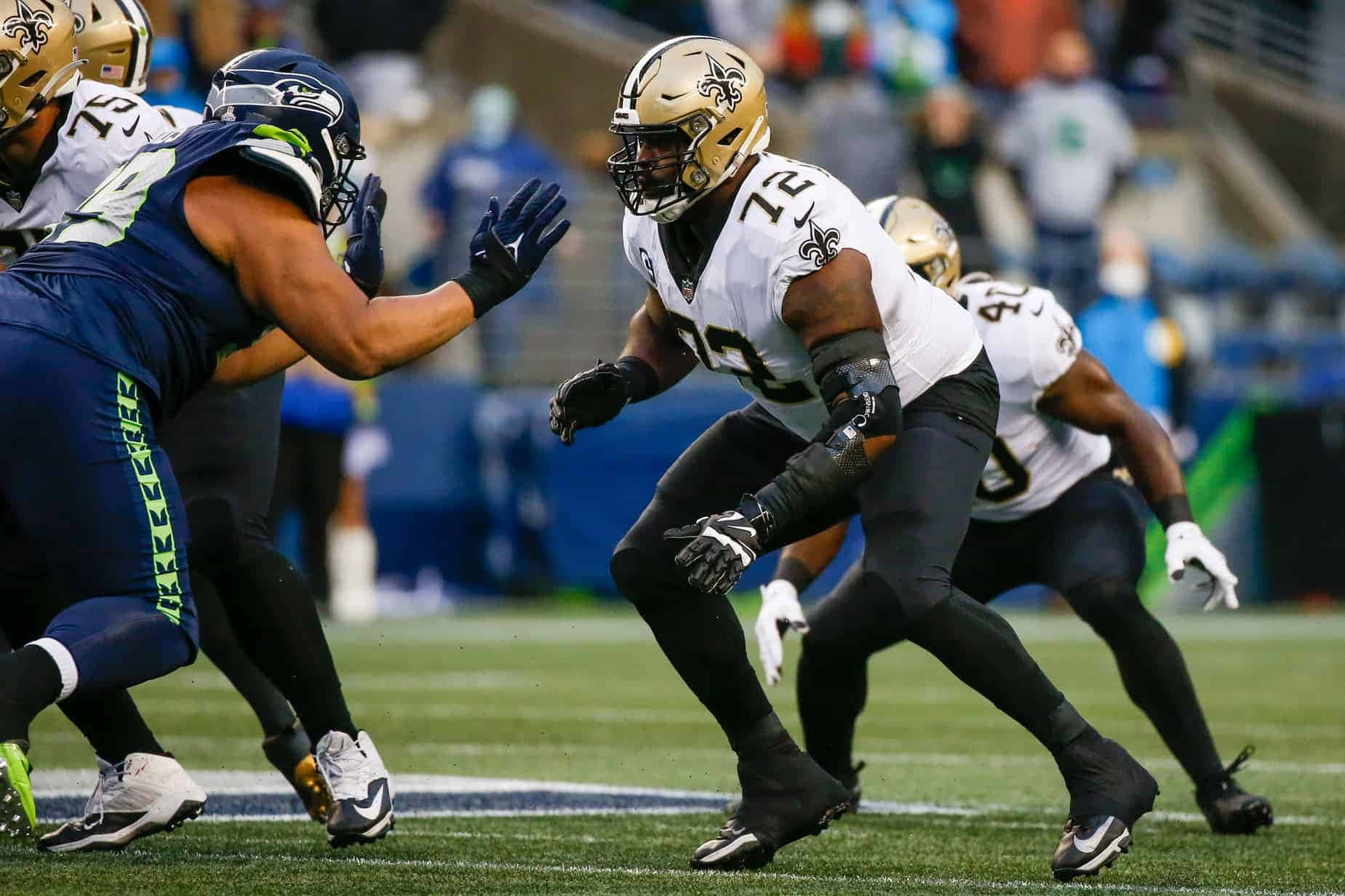 Terron Armstead Against The Seattle Seahawks Background