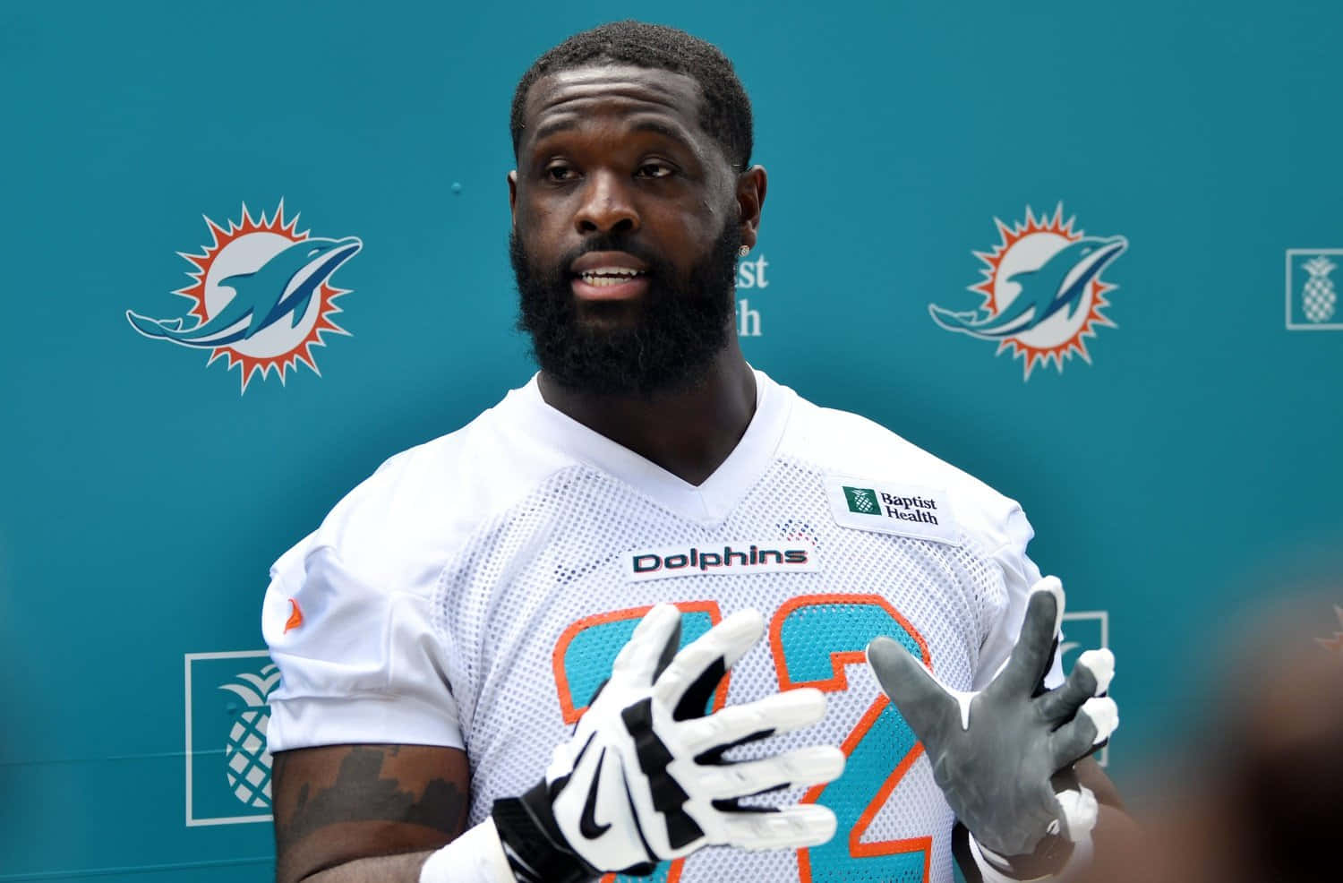 Terron Armstead Miami Dolphins Press Conference Background