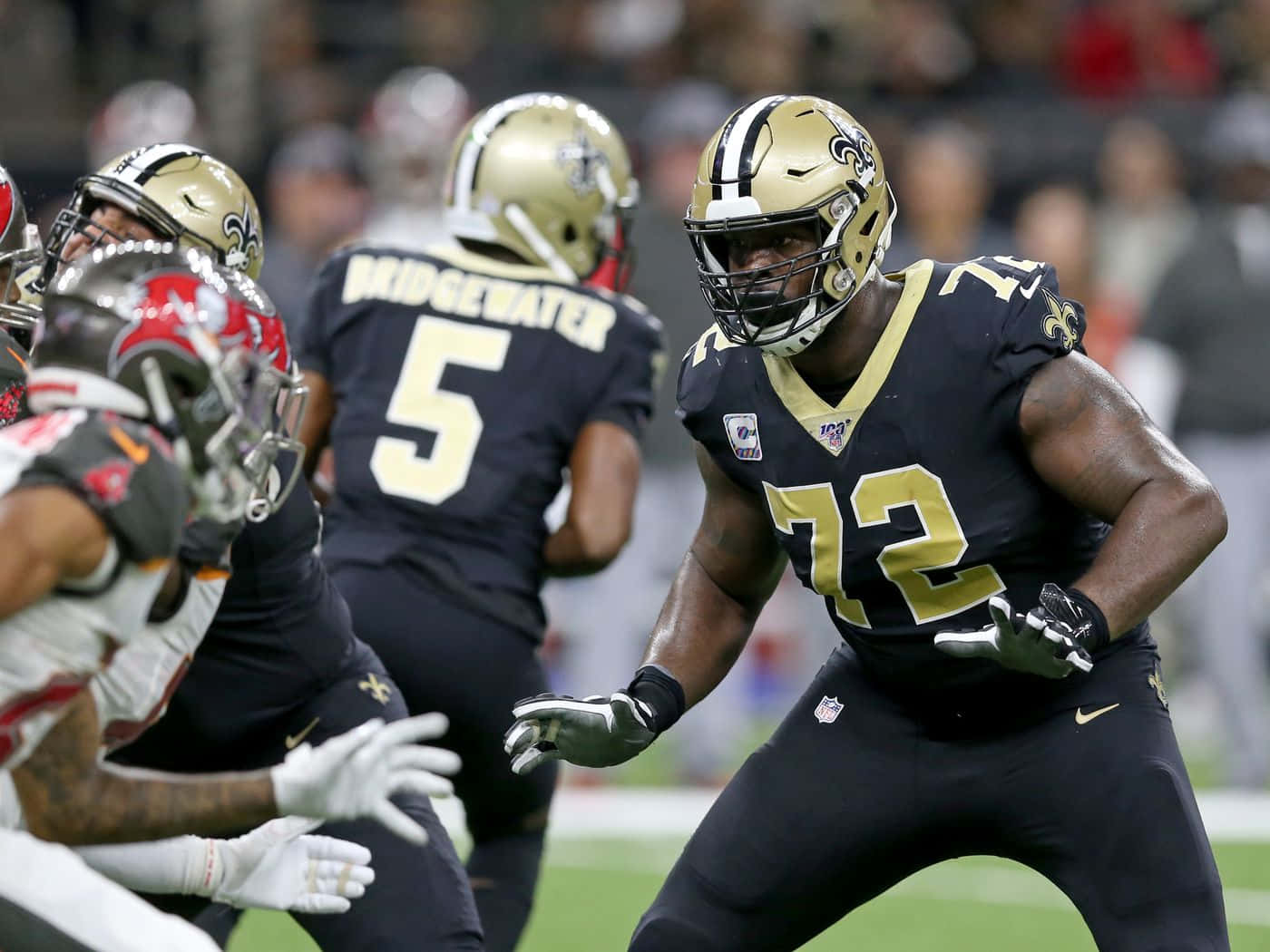 Terron Armstead New Orleans Saints In A Match Background