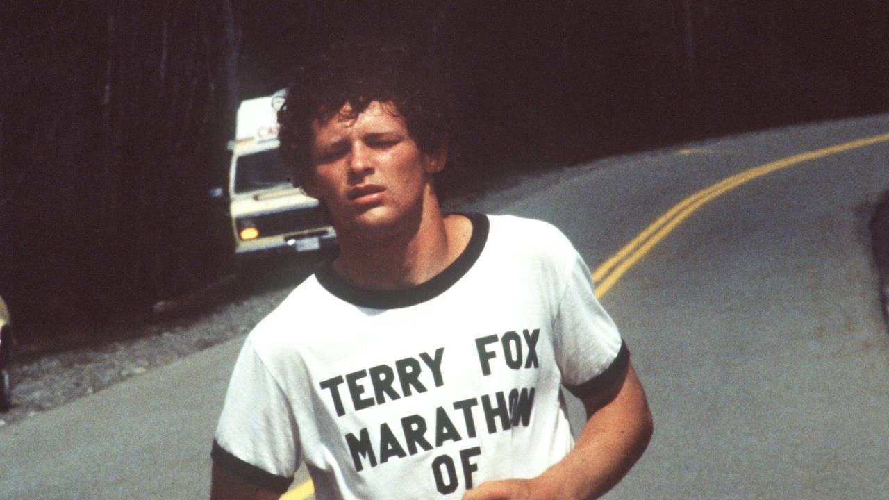 Terry Fox On Road Close-up Background