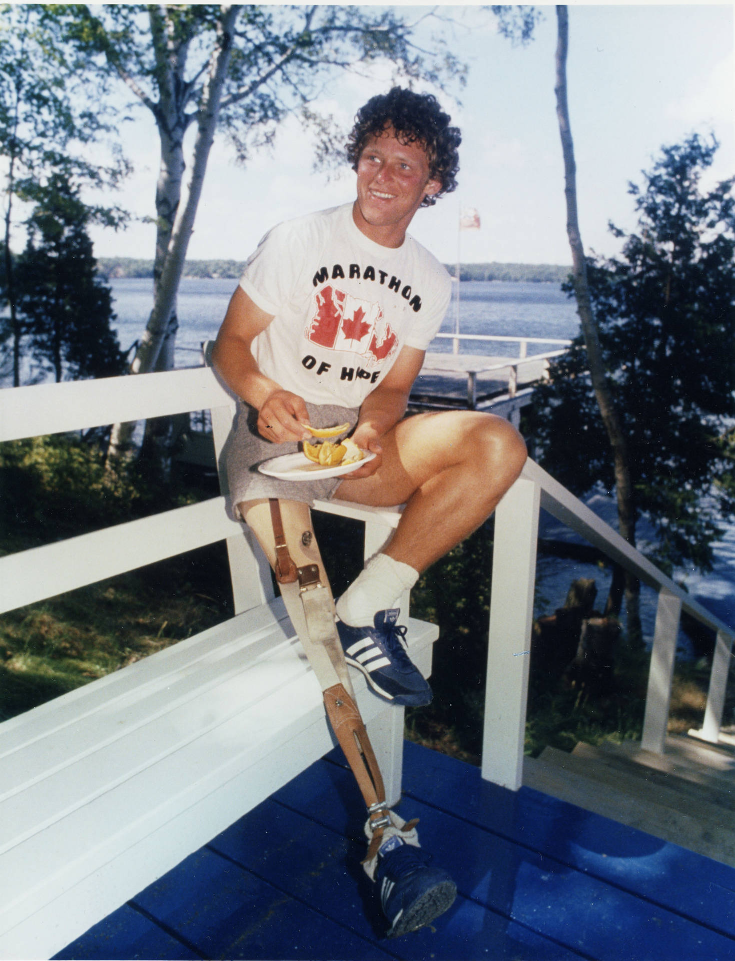 Terry Fox On White Bench Background