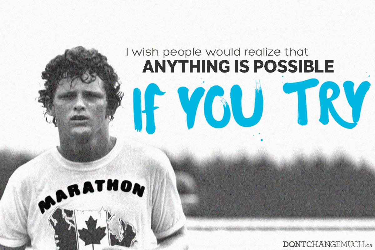 Terry Fox With His Quote Background