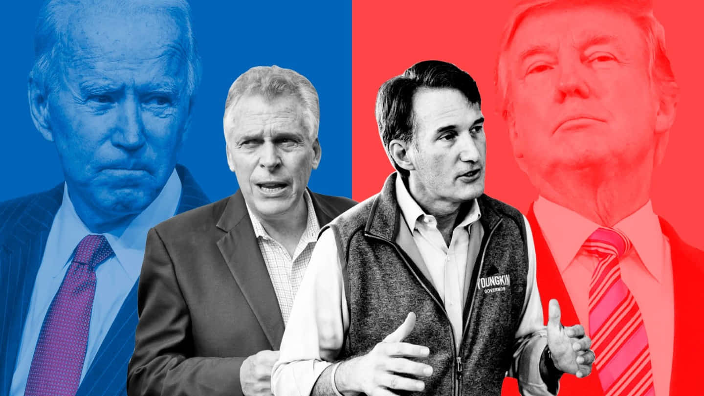 Terry Mcauliffe And Glenn Youngkin Attending An Event. Background