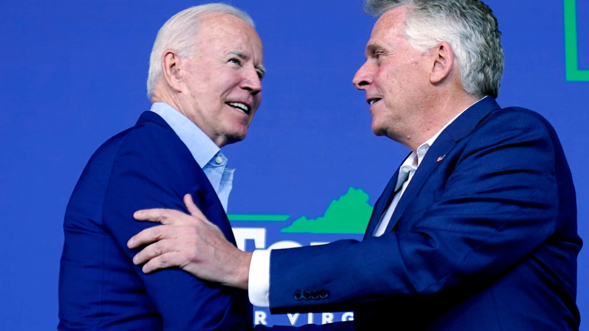 Terry Mcauliffe With Joe Biden Background