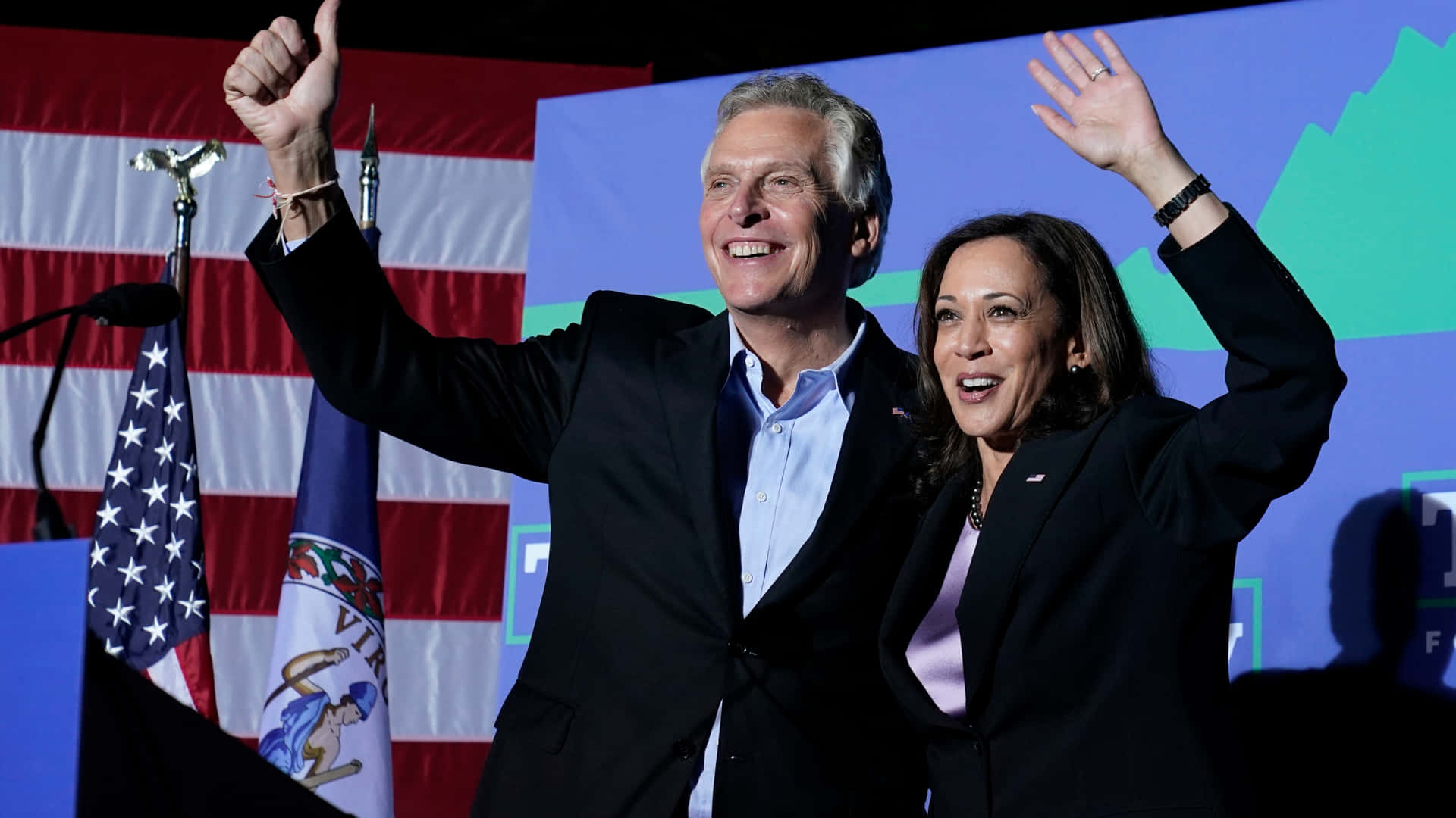 Terry Mcauliffe With Kamala Harris Background