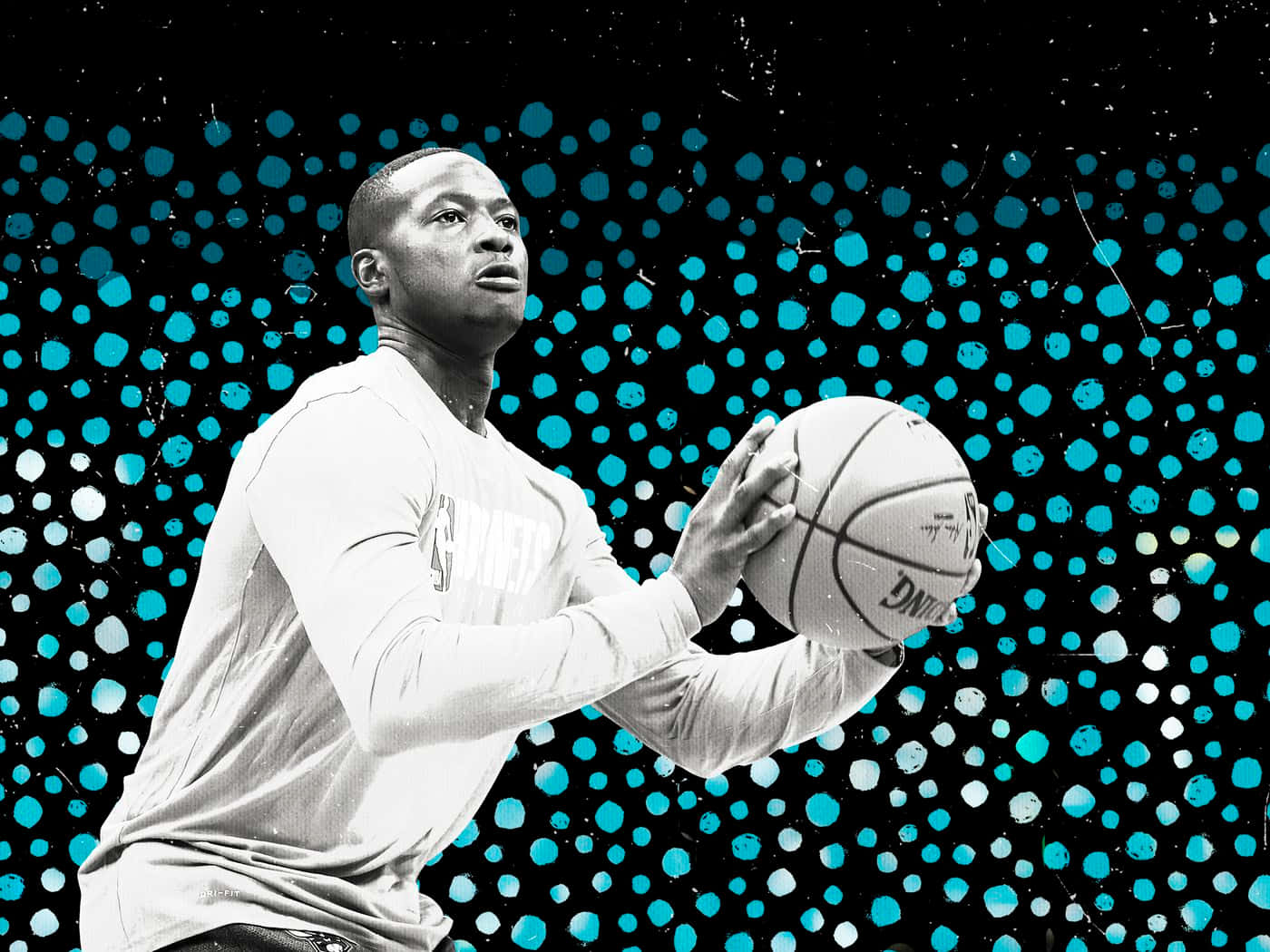 Terry Rozier Fanart Basketball Blue Polka Dot Background