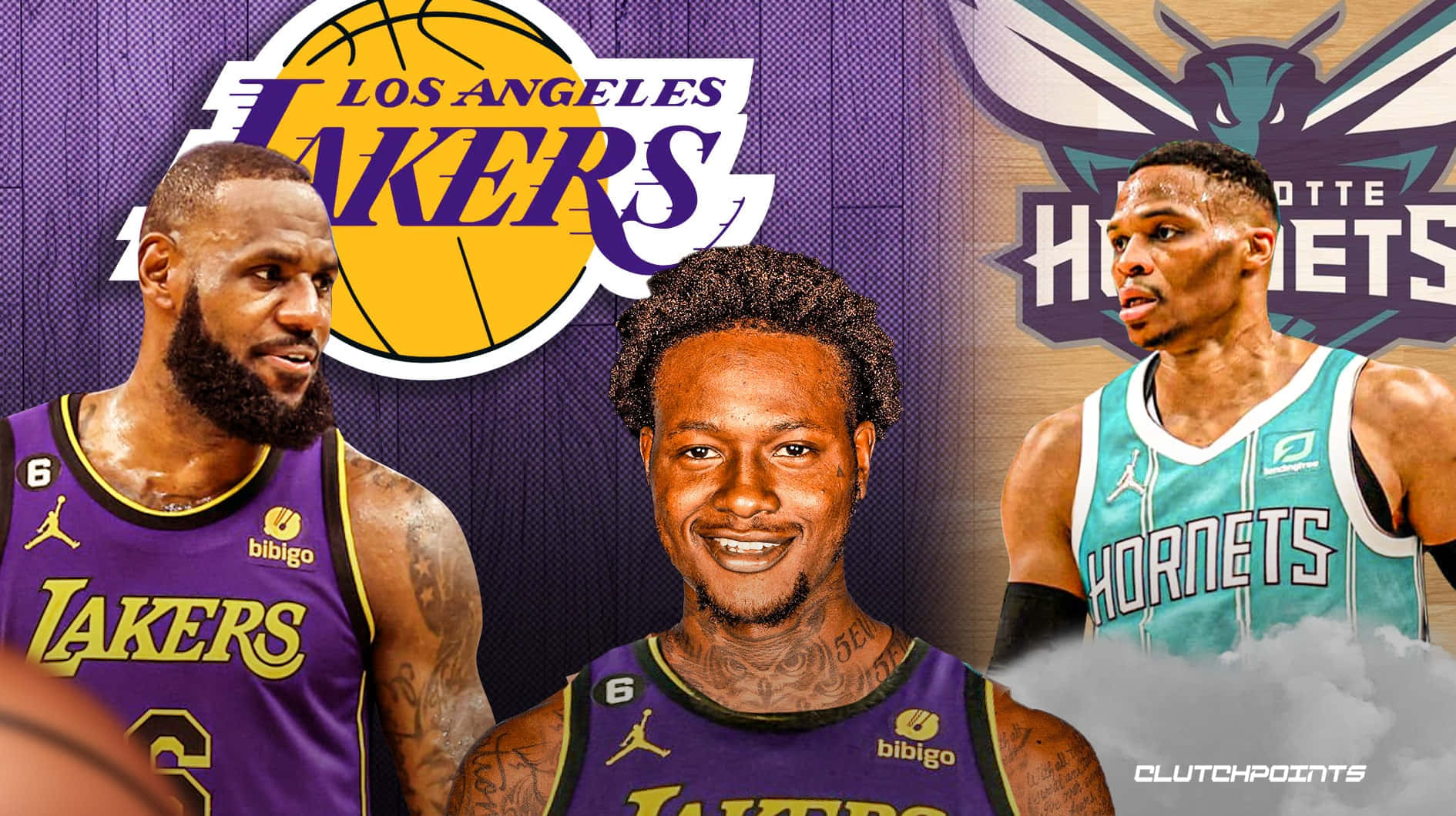 Terry Rozier In Between Lebron And Russell Westbrook Background