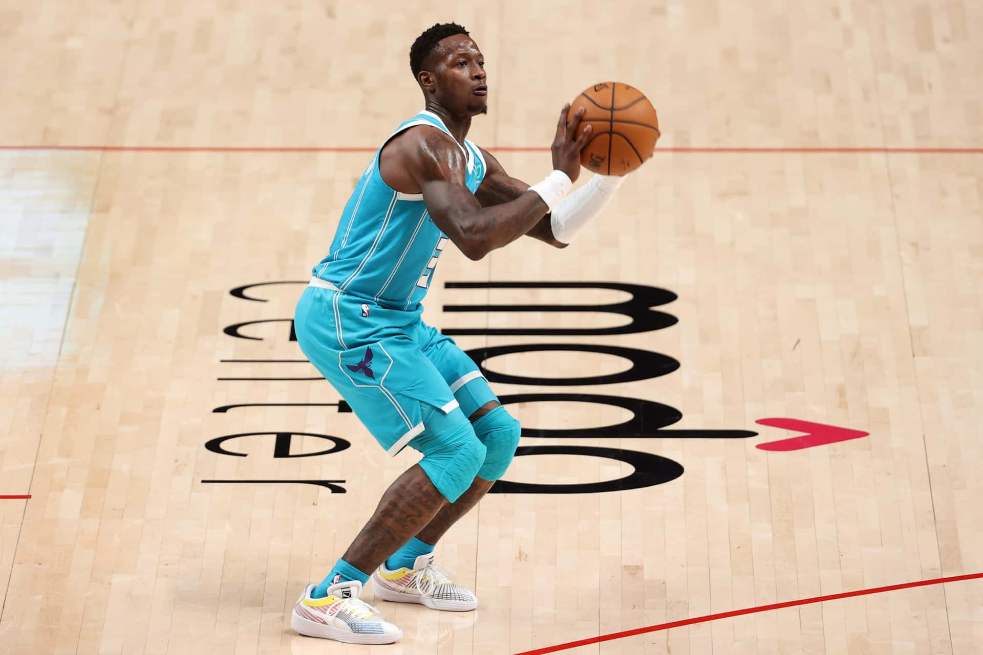 Terry Rozier Three Point Shot Charlotte Hornets Background