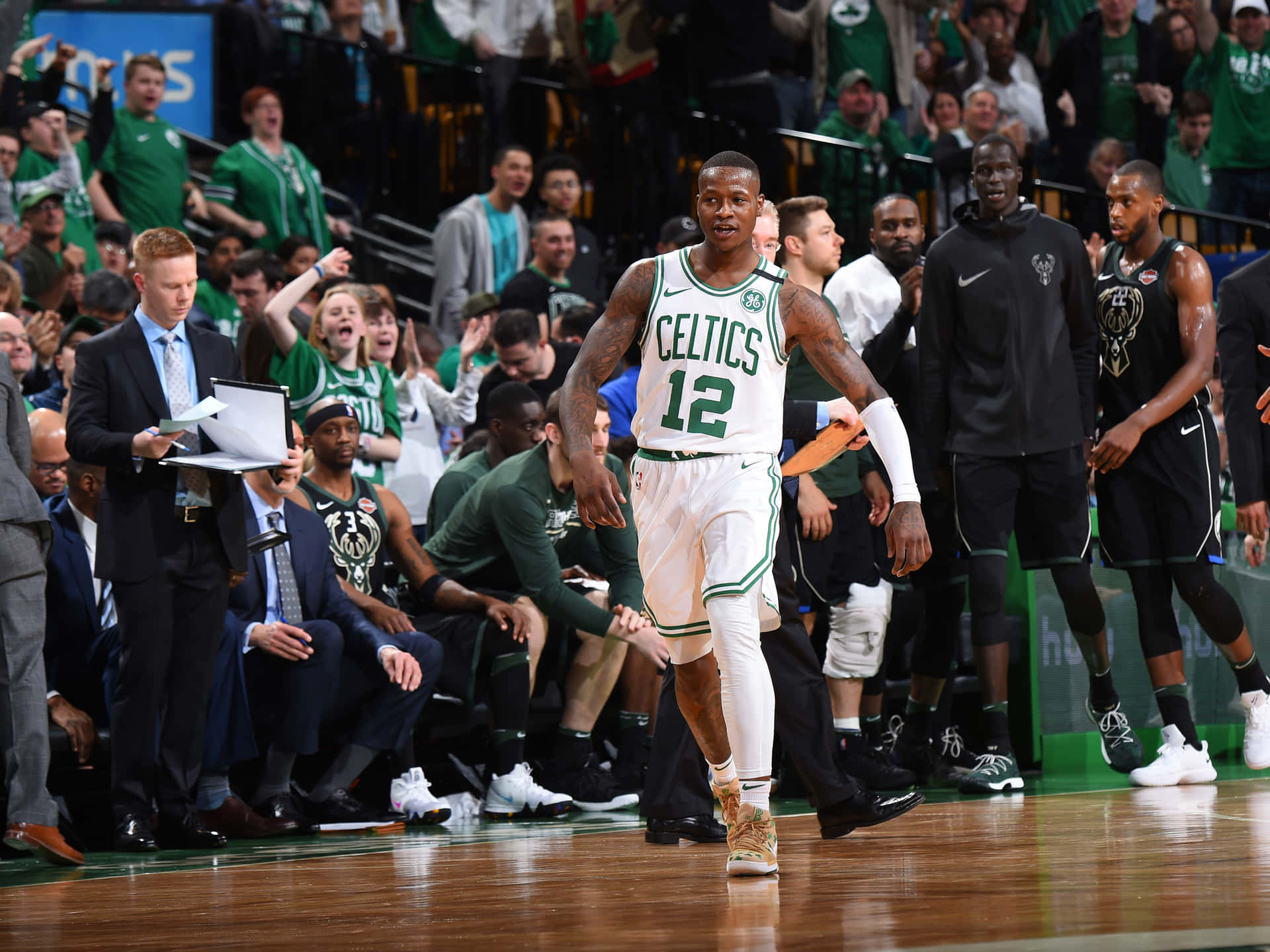 Terry Rozier White Boston Celtics Jersey Background