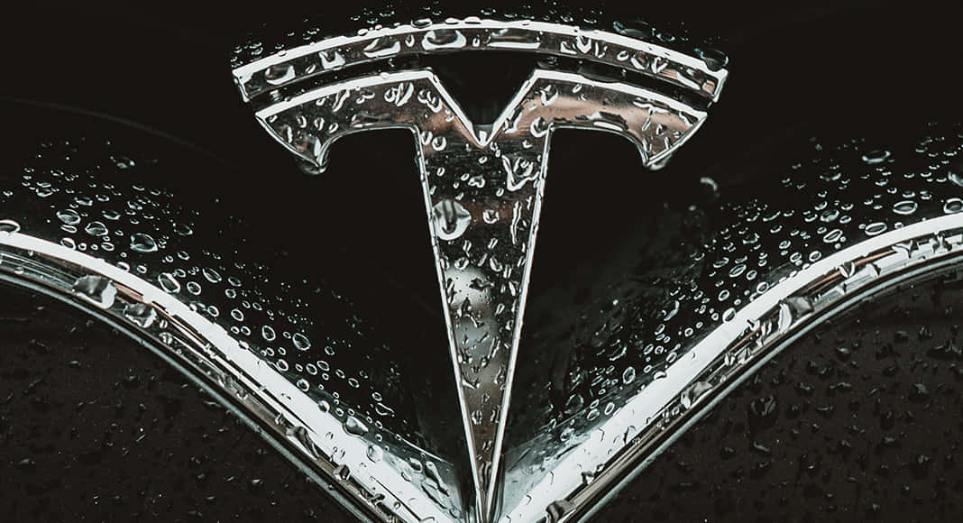 Tesla Logo In The Color Of Excellence Background