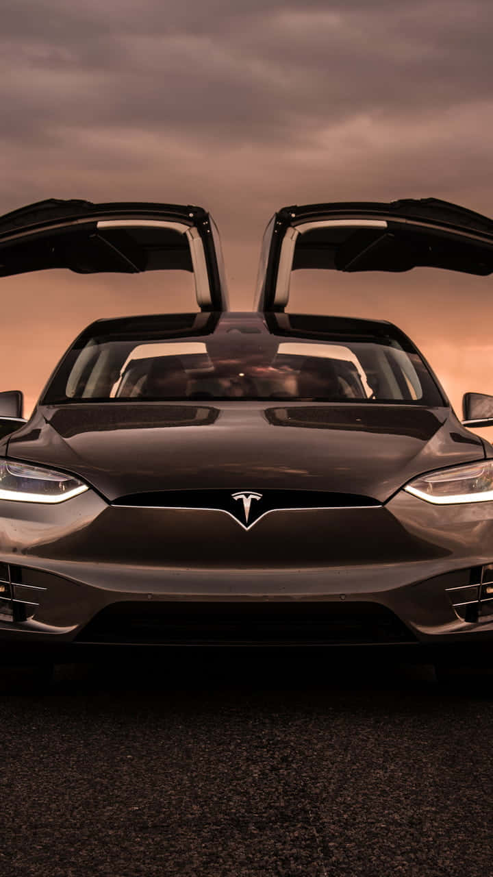 Tesla Model S - A Black Car With Its Doors Open Background