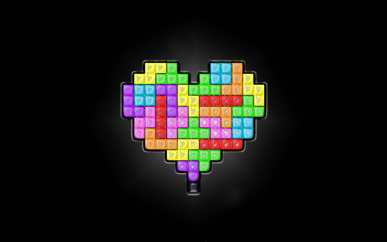 Tetris Brick Heart Background